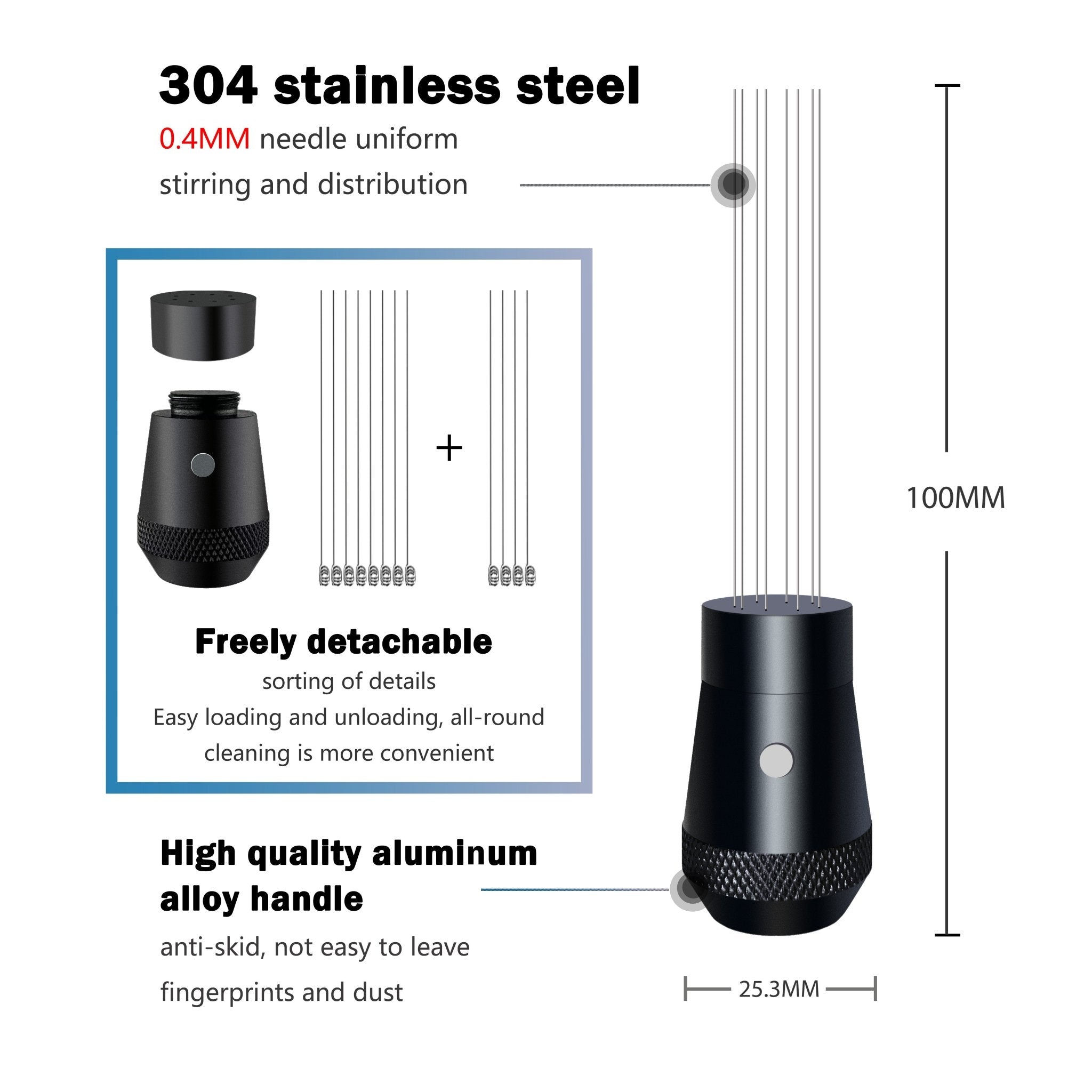 NEOUZA Coffee WDT Distribution Tool Accessories, Aluminum Handle Built-in adsorption Design,0.4mm 8 Stainless Pin, Espresso Powder Stirrer - NEOUZA Official Website