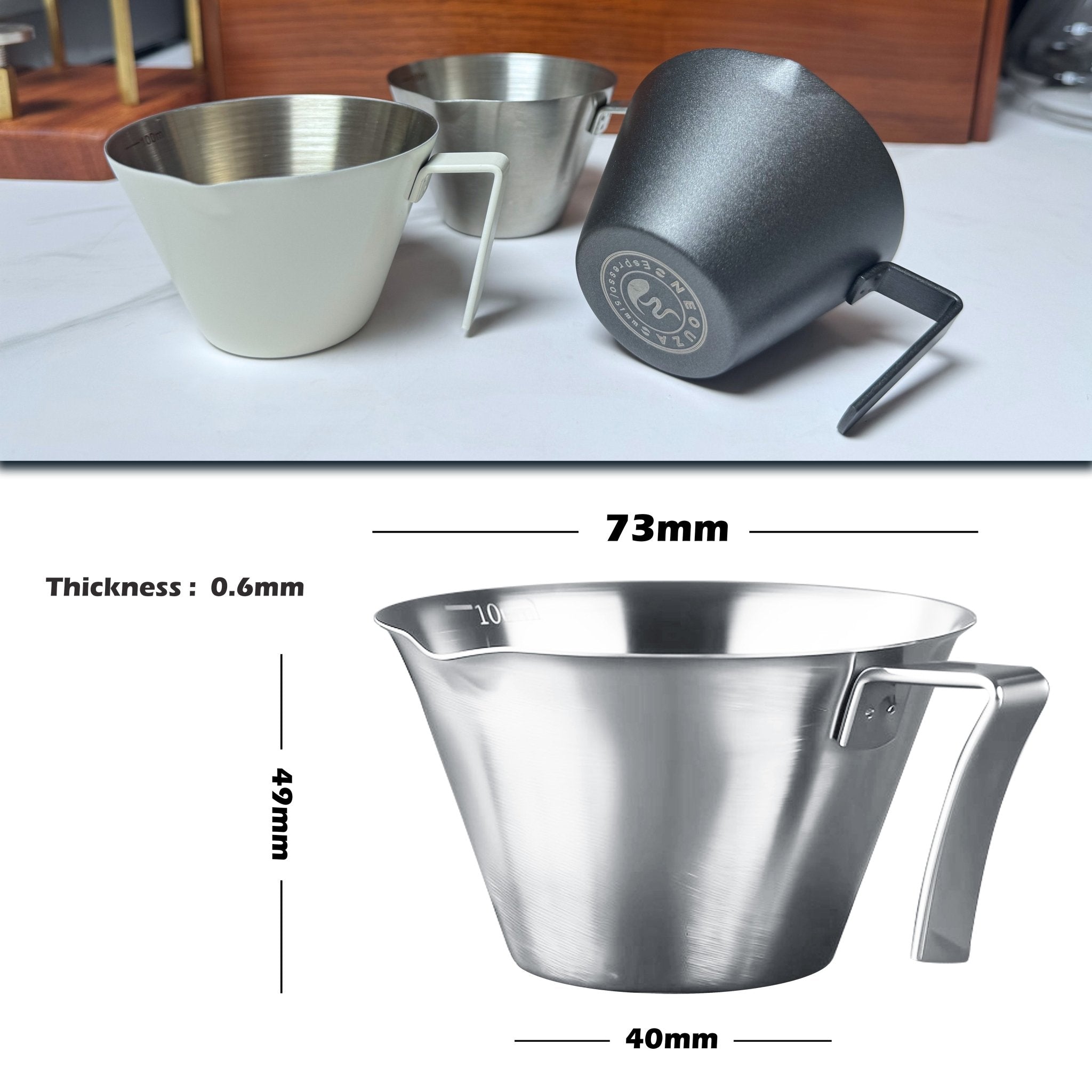 NEOUZA Espresso Shot Cups 100mL Espresso Measuring Cup Stainless Steel Pouring Cup Scale Kitchen Gadgets for Espresso Accessories - NEOUZA Official Website
