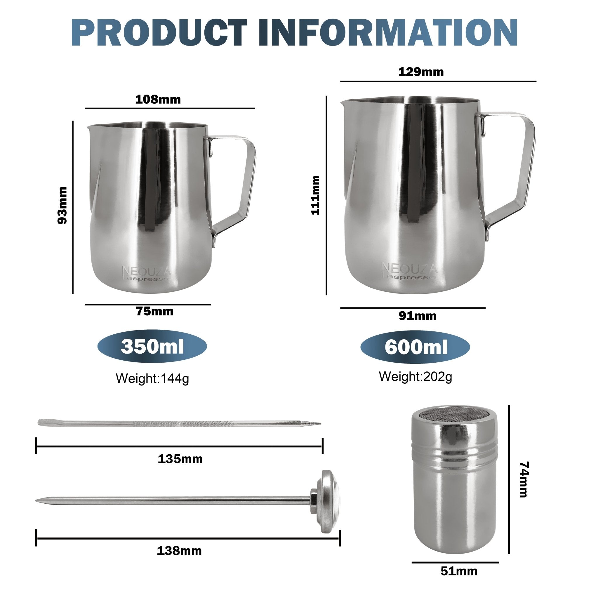 NEOUZA Coffee Milk Frothing Pitcher Cup,Espresso Steaming Pitcher,Latte Art Cup (600ml/350ml) - NEOUZA Official Website