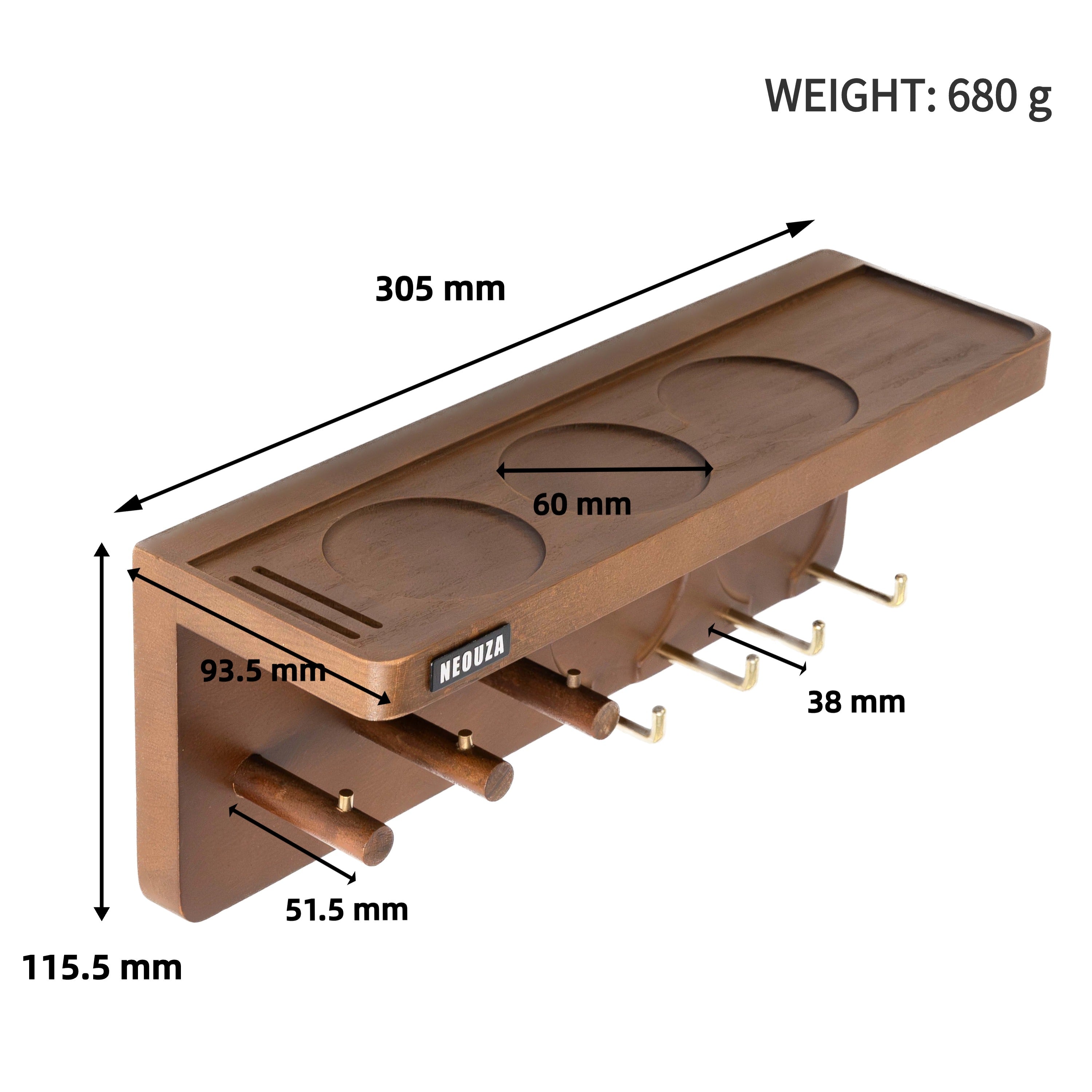 NEOUZA Espresso Accessories Holder Station Wall Mounted Organizer for 51/53/58mm Coffee Tamper Distributor Portafilter Storage Shelf for Bar Home Office