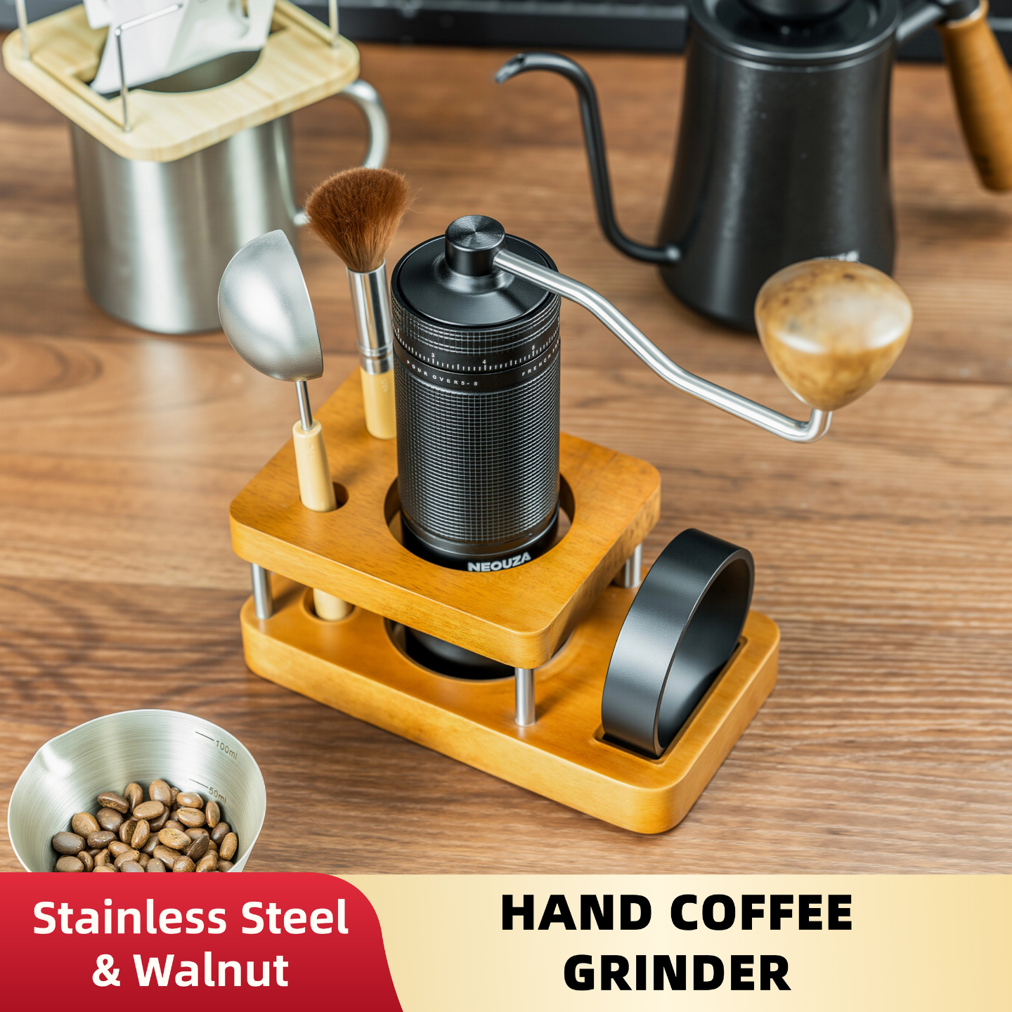 NEOUZA Hand Mill Coffee Bean Grinder Coffee Hand Mill Hand GrinderHand Mill Beans Portable Home