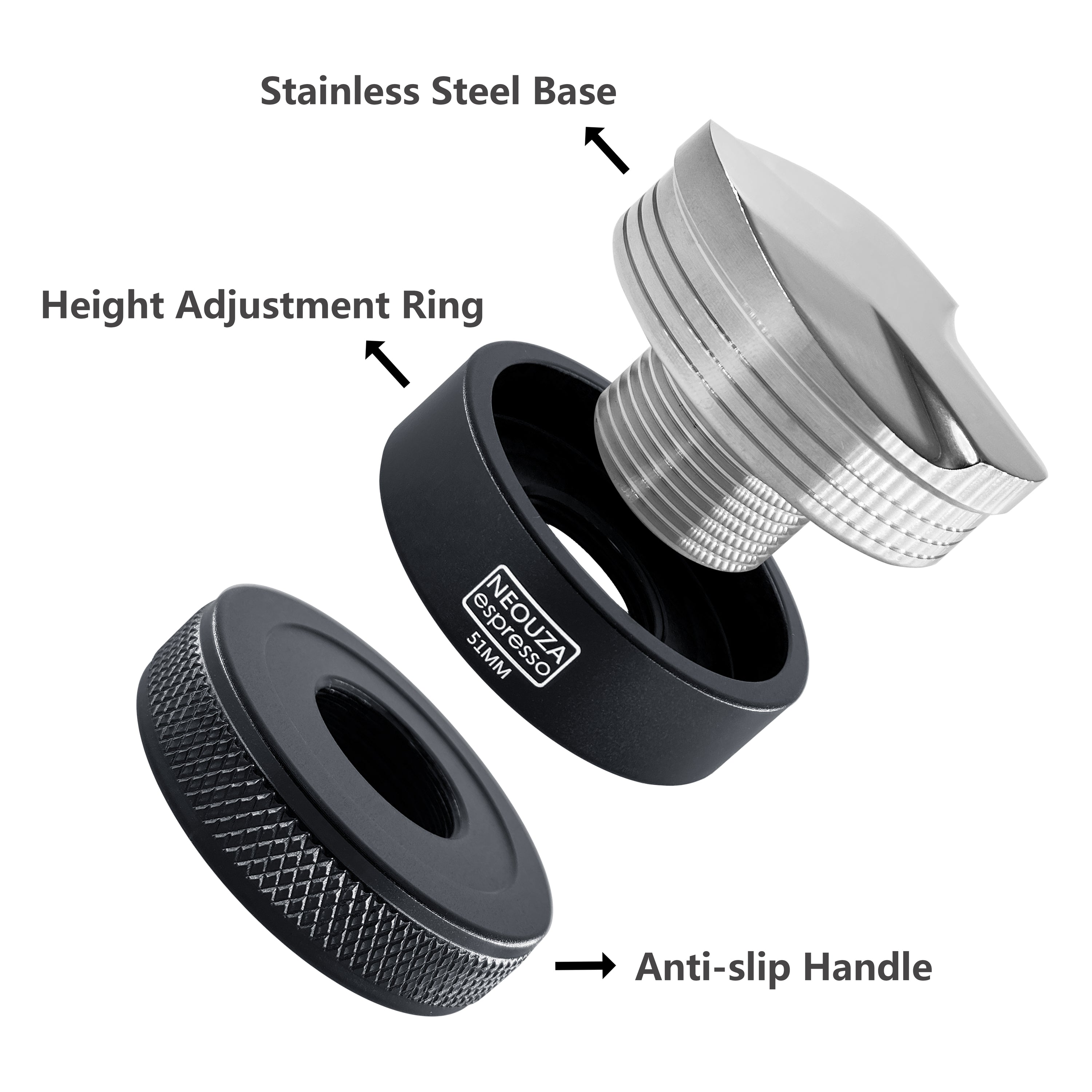 NEOUZA 51/53/58mm Coffee Distributor, Fits Delonghi/Breville/E61 Portafilters, Espresso Leveling Tool
