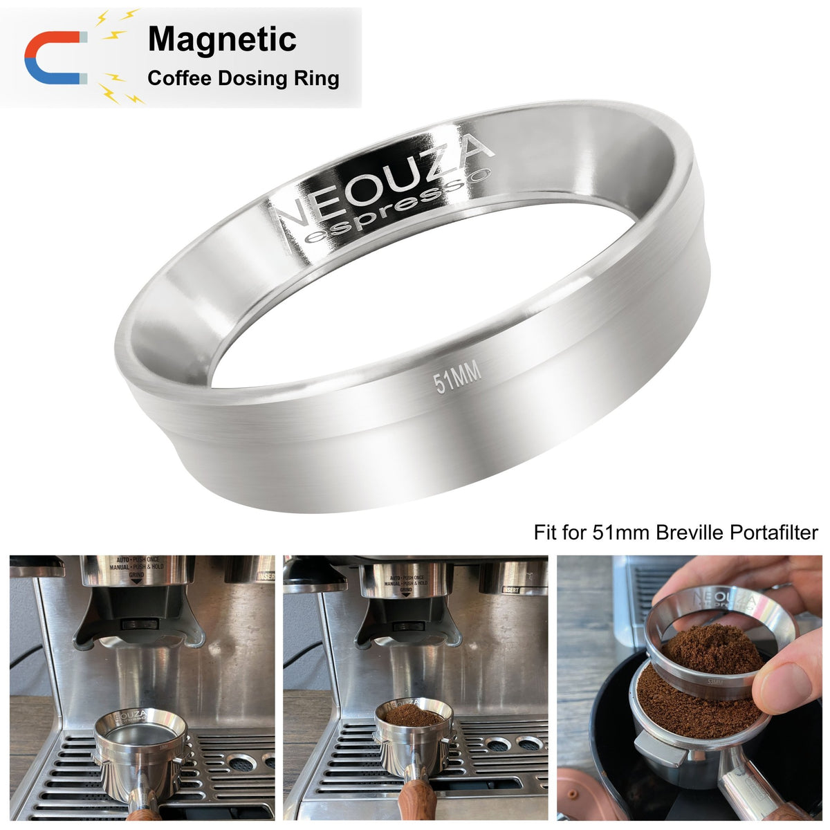 NEOUZA Espresso Dosing Funnel Ring Stainless Steel Compatible with Coffee Machine Portafilter for Tamping - NEOUZA Official Website