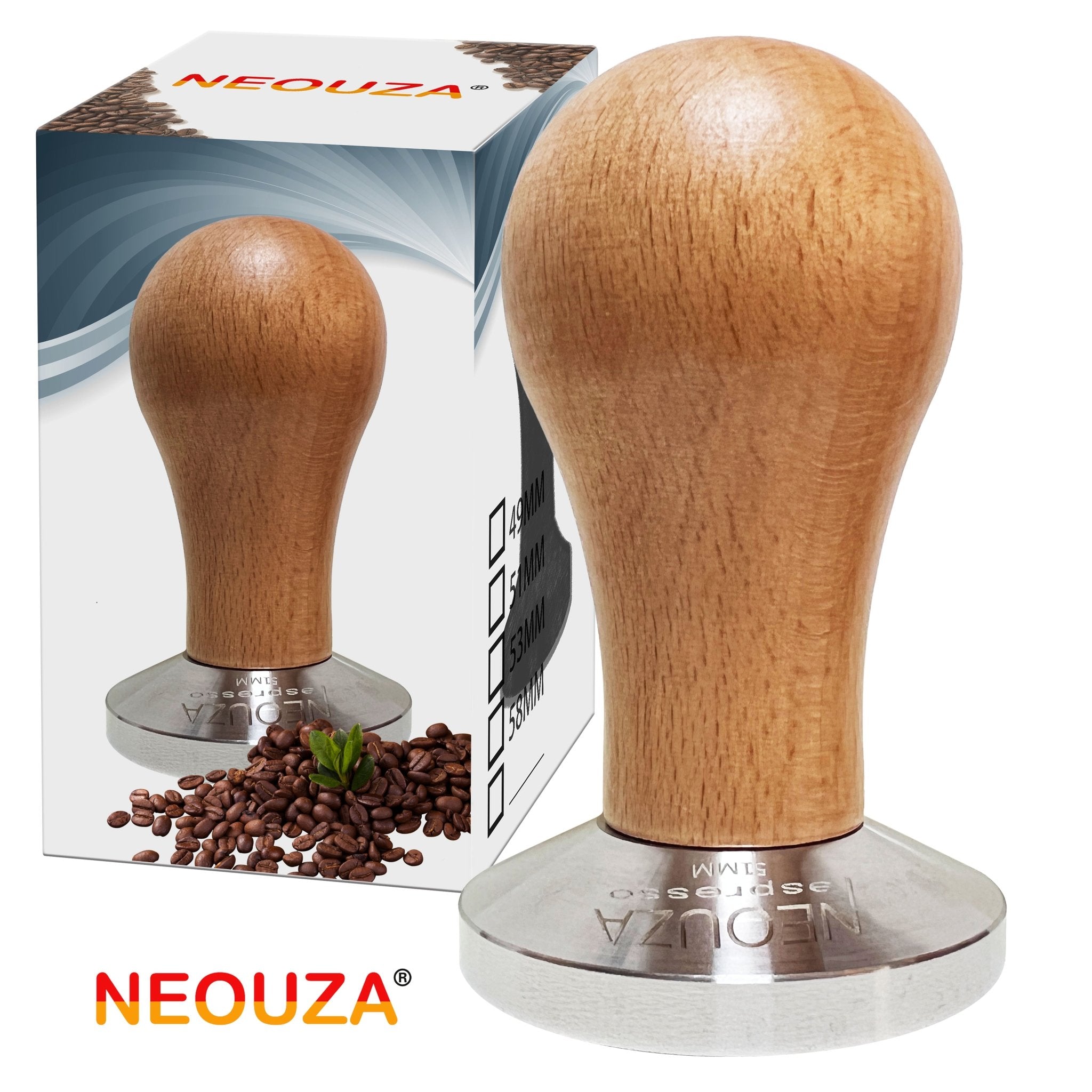 NEOUZA Coffee Machine Tamper 51mm 53mm 58mm Barista Powder Bean Press Wooden Handle Stainless Steel Flat Base,Fit for Espresso Filter Basket Portafilter - NEOUZA Official Website