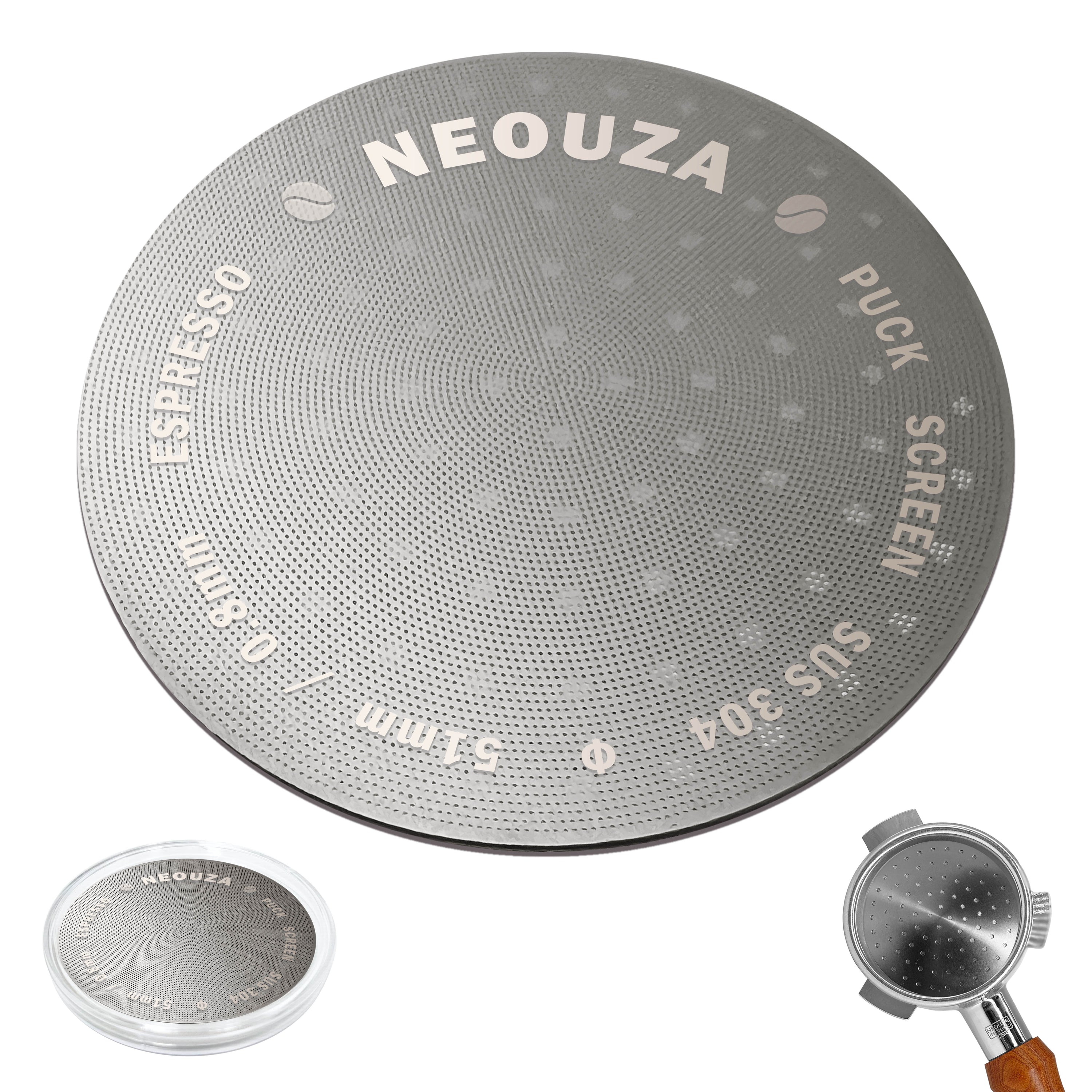 NEOUZA V3 Espresso 51/53/58mm Puck Screen 0.8mm Thickness Mesh Resuable Filter Stainless Steel for Barista Coffee Portafilter Basket