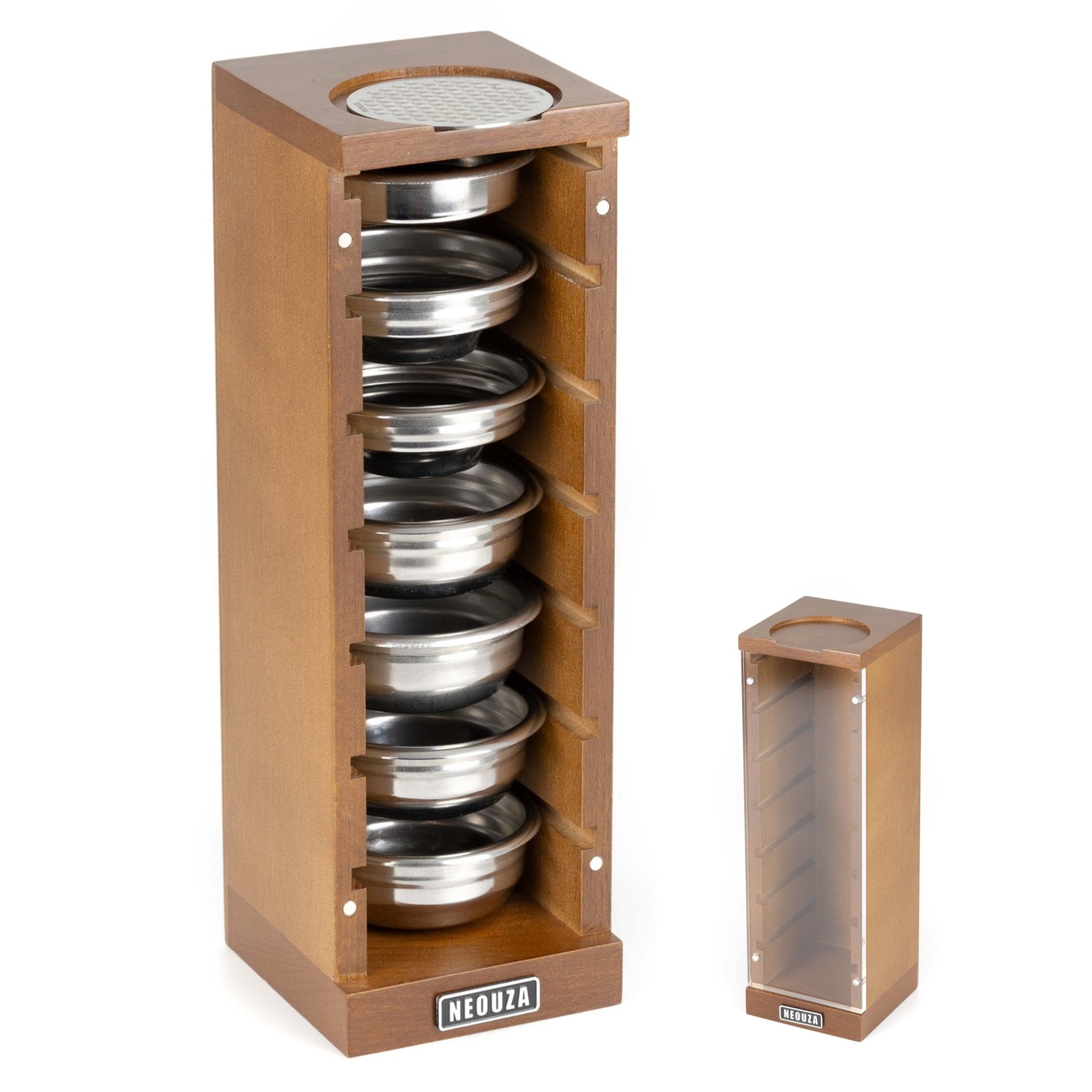 NEOUZA Espresso Filter Basket Stand for Filter Basket & Puck Screen, Holds Up to 7 Baskets, Removable Door, Beech Wood - NEOUZA Official Website