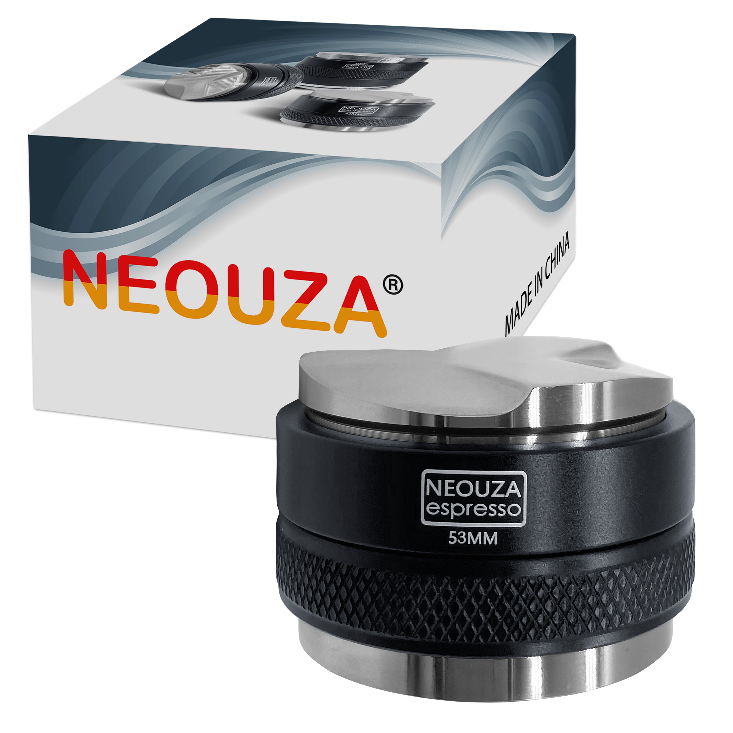 NEOUZA 51/53/58mm Distributor & Tamper 2-in-1, Fits Delonghi/Breville/E61 Portafilters, Dual Head Adjustable Depth