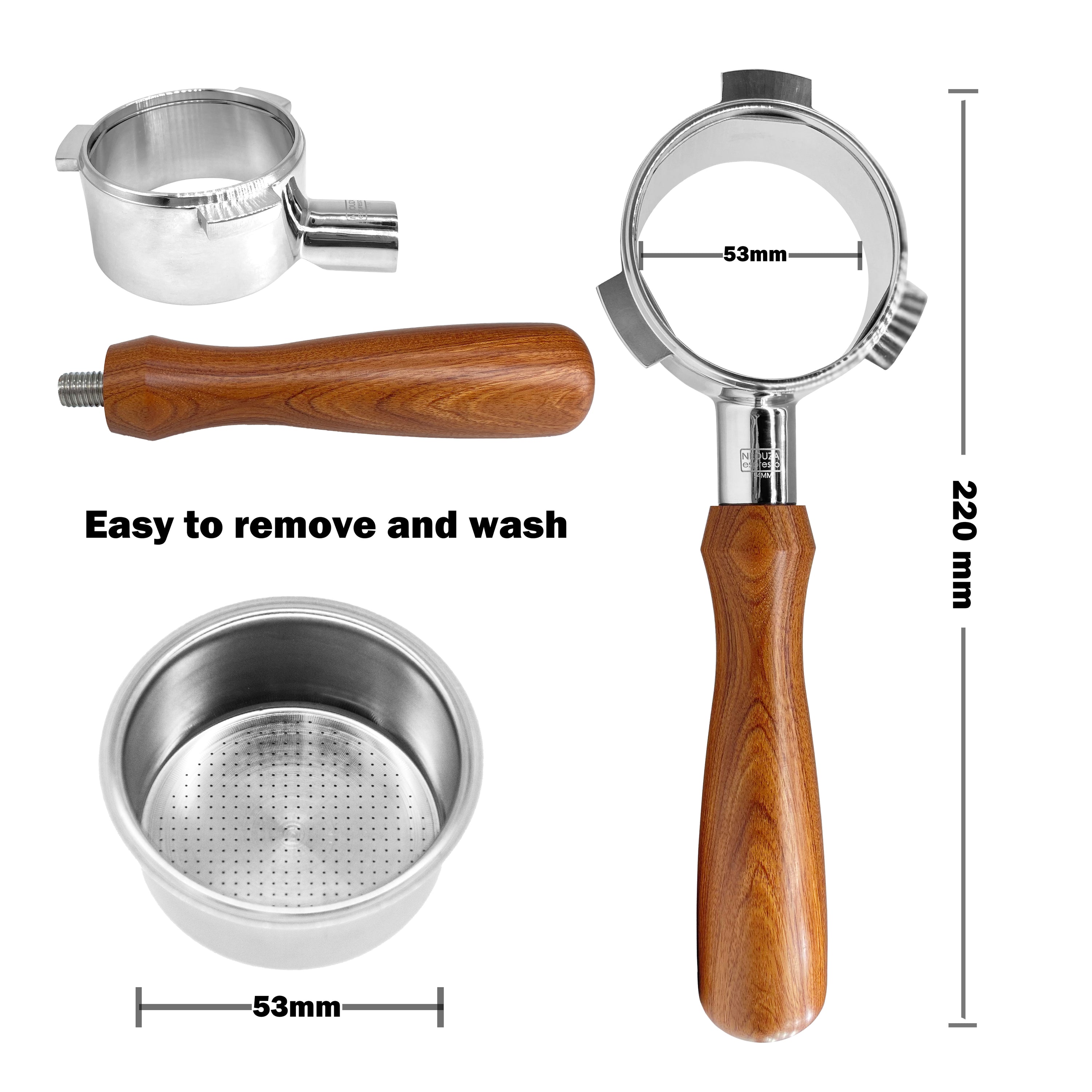 NEOUZA 54mm & 58mm Bottomless Portafilter for Breville 870/875/878/880, 900XL/920XL/980XL/990BSS with Filter Basket, Tamper Mat, Spoon, Cleaning Brush