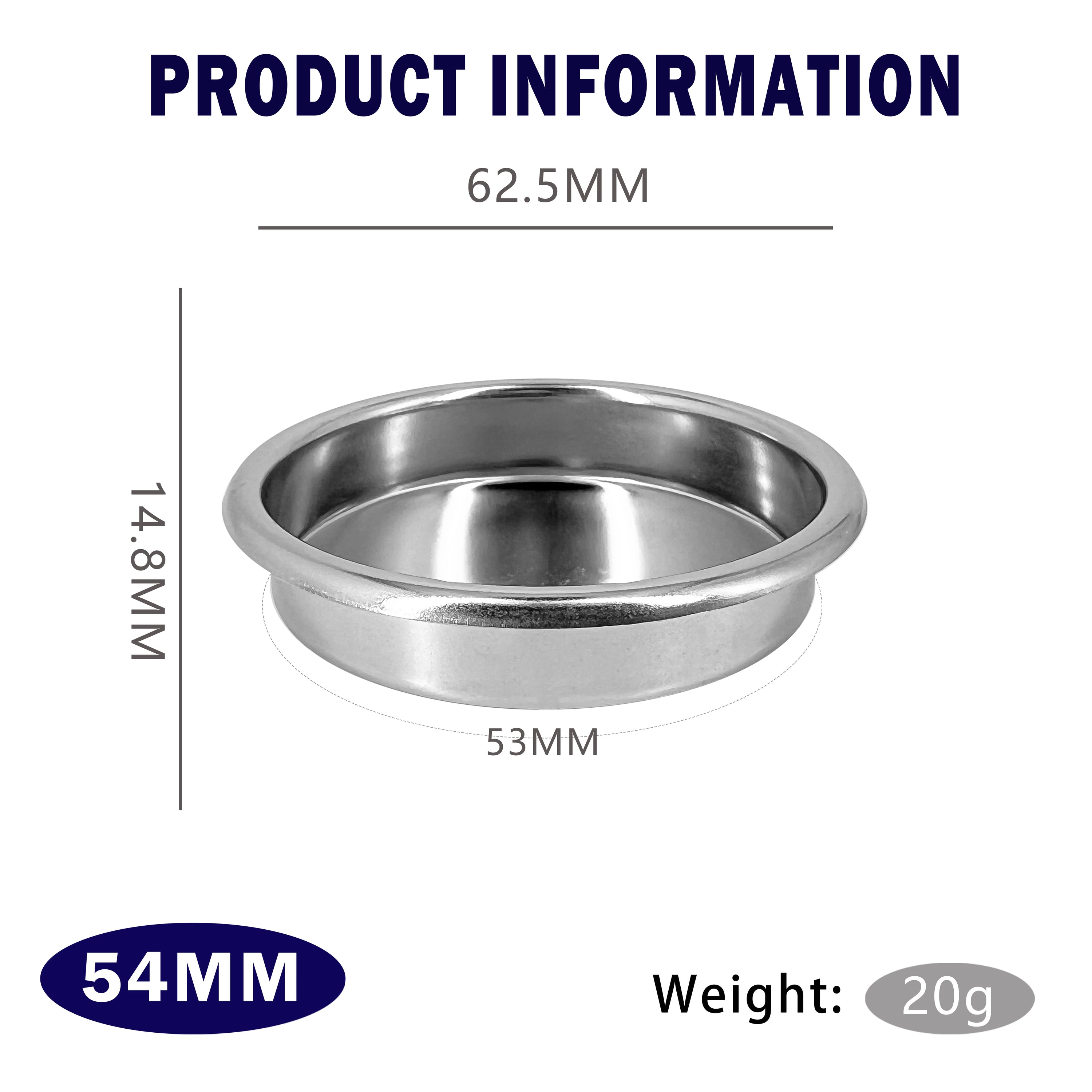 NEOUZA Filterkorb 54 mm für Espressomaschine Breville, Espressozubehör, Barista-Ersatzteile, bodenloser Siebträger aus 304 Edelstahl, 2 Tassen 