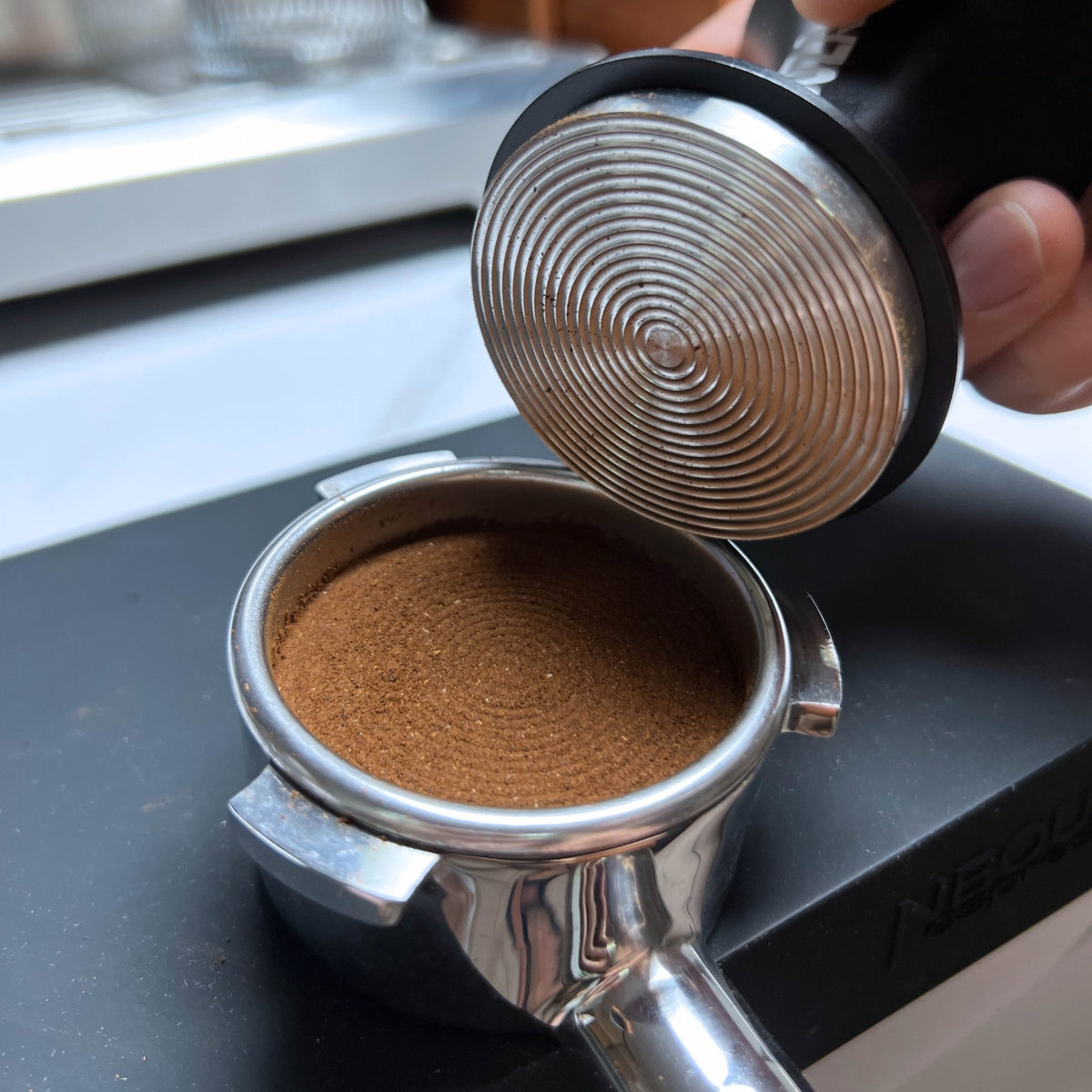 NEOUZA Espresso Tamper V2 49/51/53/58mm Dual Calibrated Spring Loaded for Coffee Machine Portafilter, Anti Pressure Deflection, Refined Handle, Stainless Ripple Base - NEOUZA Official Website