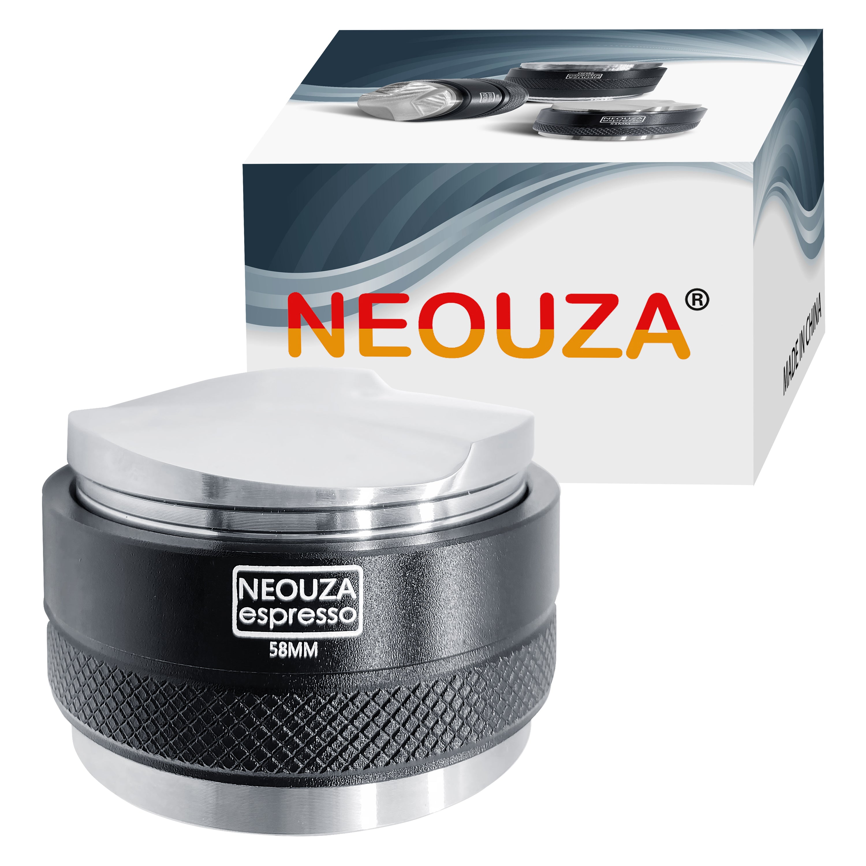 NEOUZA 51/53/58mm Distributor & Tamper 2-in-1, Fits Delonghi/Breville/E61 Portafilters, Dual Head Adjustable Depth