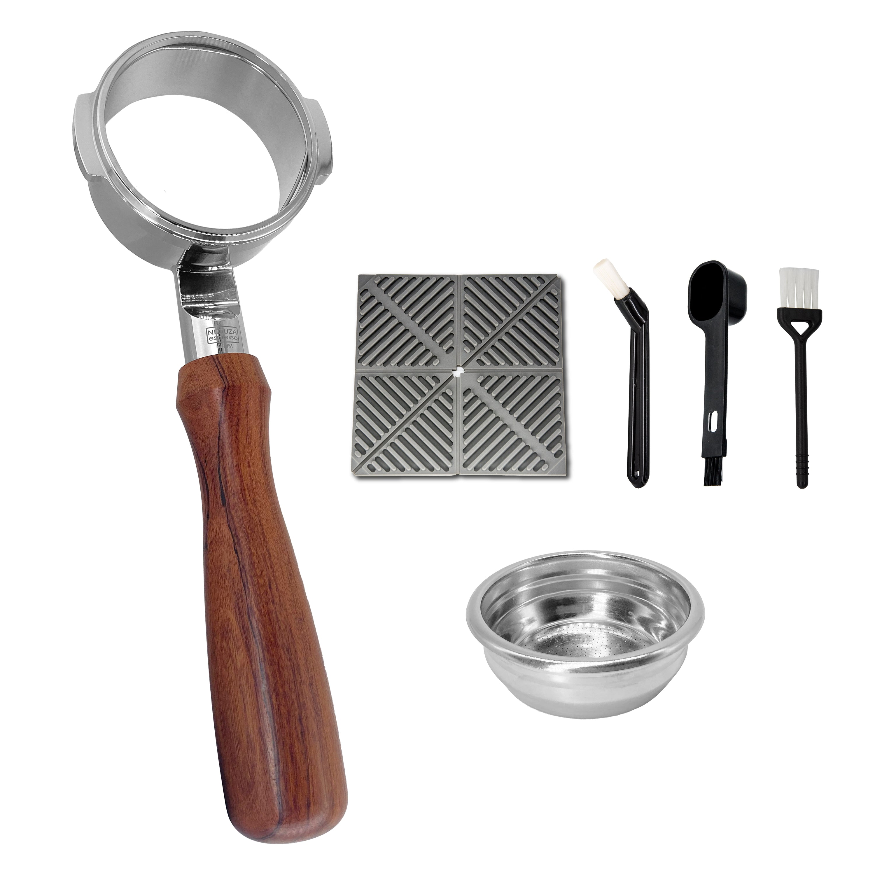 NEOUZA 54mm & 58mm Bottomless Portafilter for Breville 870/875/878/880, 900XL/920XL/980XL/990BSS with Filter Basket, Tamper Mat, Spoon, Cleaning Brush