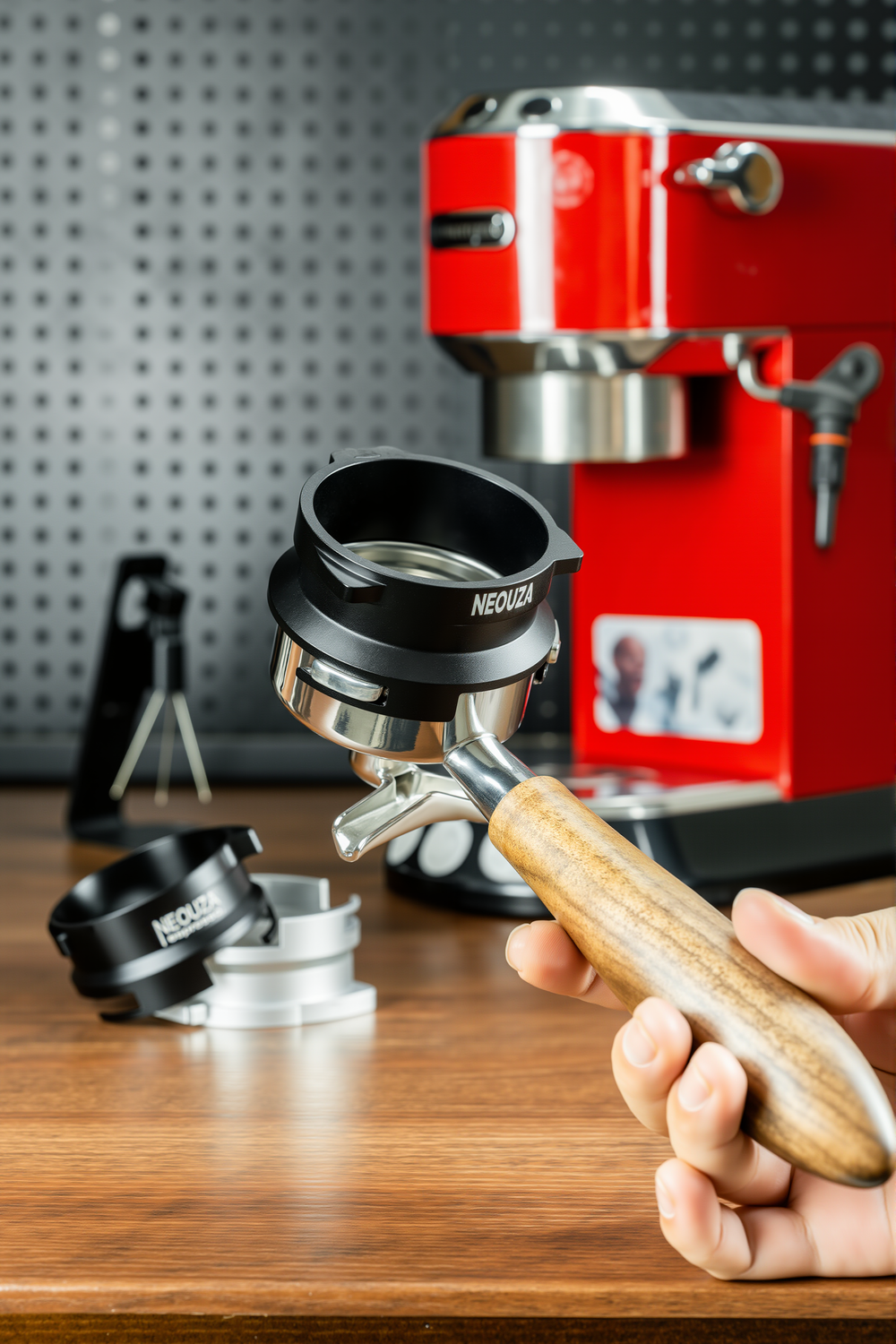 NEOUZA 58mm Three-Ear Black Powder Ring can be used for Barsetto, Petrus3899, Maximsdeparis, Hauswirt, Couplux to save coffee powder and increase efficiency