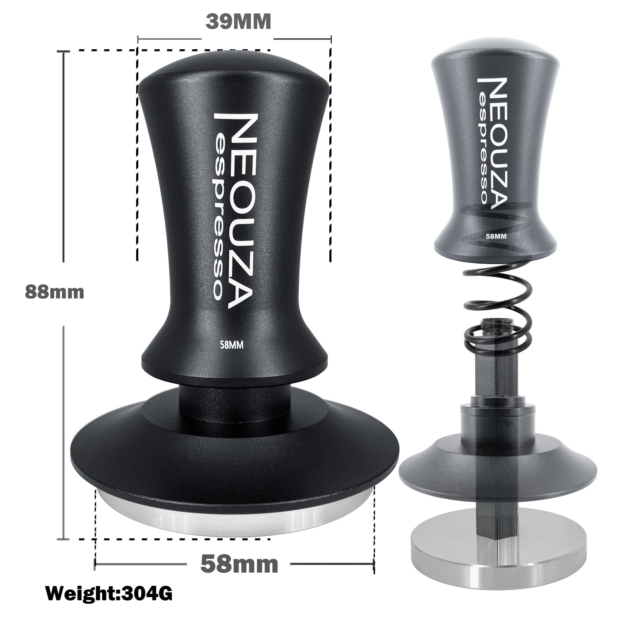NEOUZA Coffee Tamper Spring Loaded Self-Leveling for Espresso Machine, 304 Stainless Steel Anti-Stick Base, Aluminium Handle - NEOUZA Official Website