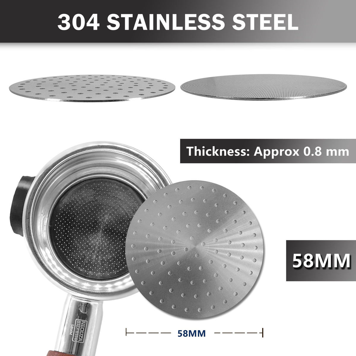 NEOUZA V3 Espresso 51/53/58mm Puck Screen 0.8mm Thickness Mesh Resuable Filter Stainless Steel for Barista Coffee Portafilter Basket - NEOUZA Official Website