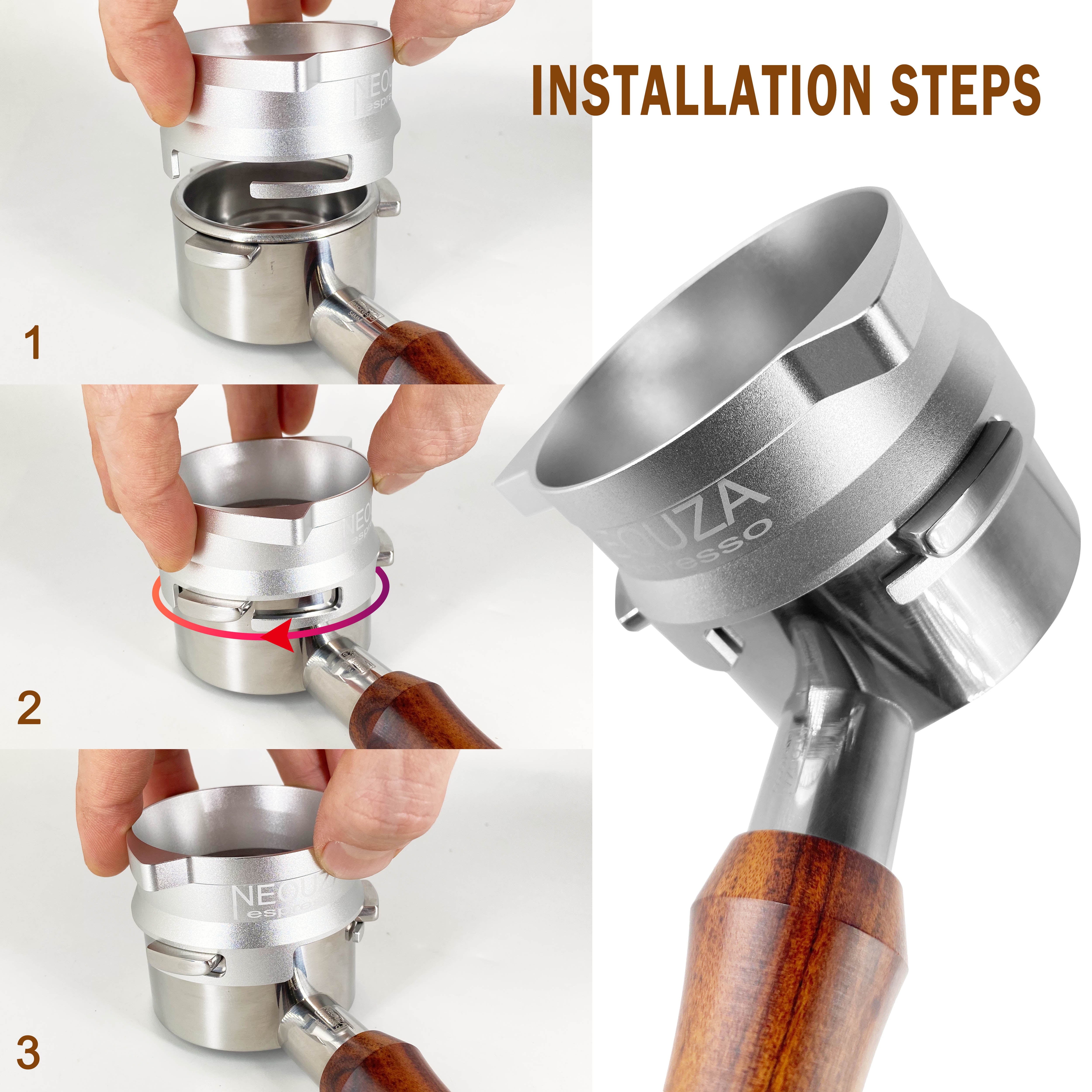 NEOUZA 54mm Dosing Funnel with Grinder Trigger, Hands-Free Auto