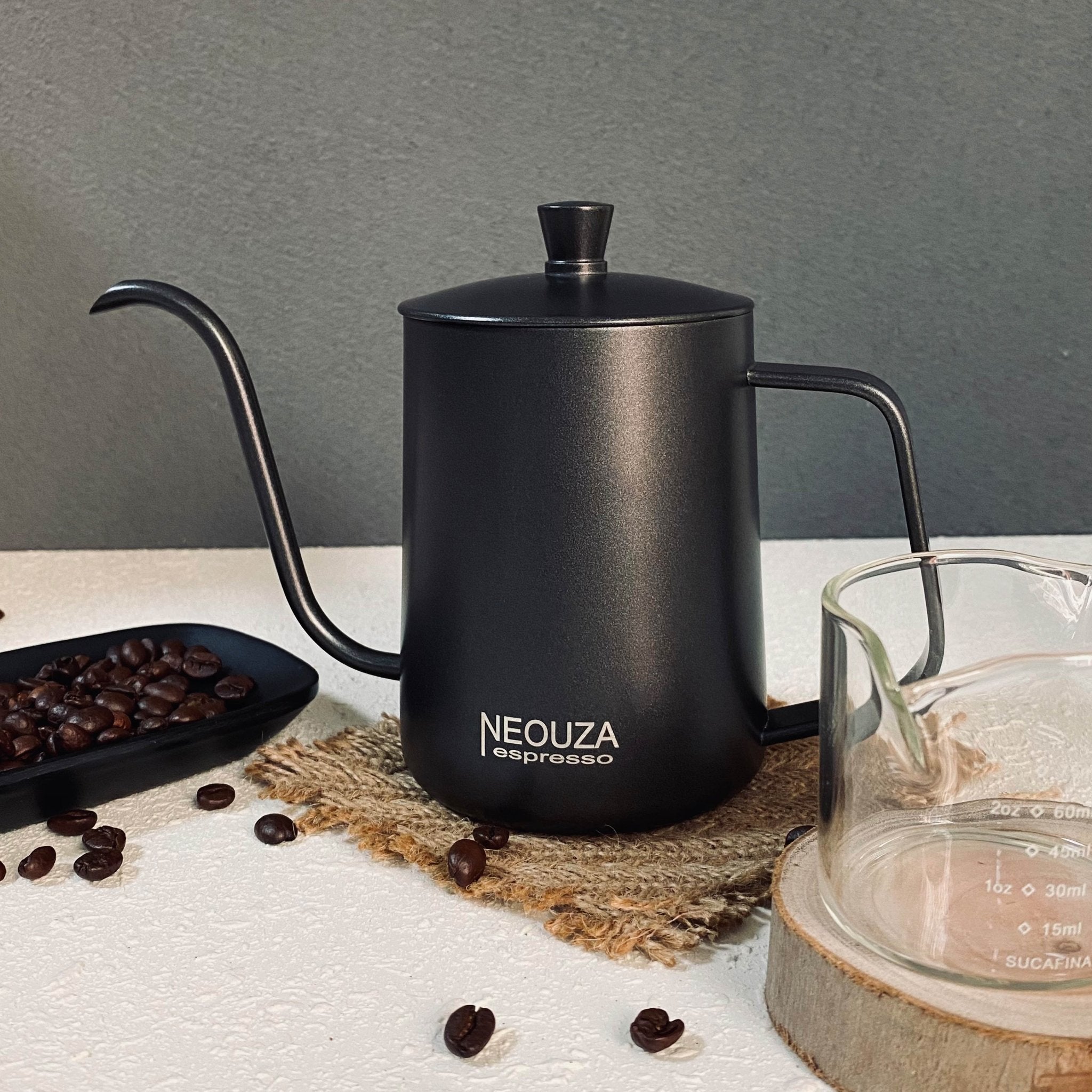 NEOUZA Pour Over Coffee Kettle, Gooseneck Kettle，Drip Coffee Maker Kettle ,Black Teflon,Stainless Steel 600ml/250ml - NEOUZA Official Website