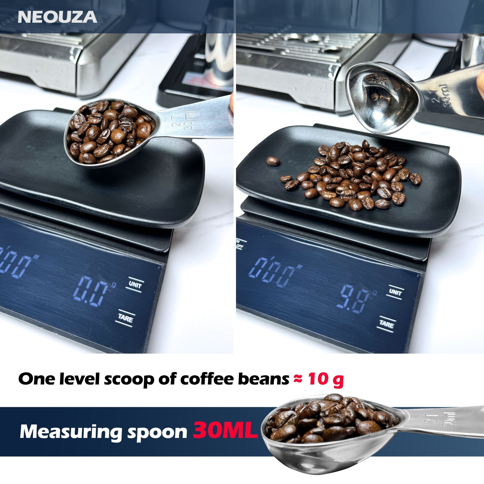 NEOUZA Coffee Scoop Stainless Steel 30ml Espresso Spoon, Tablespoon Measuring Spoon for Coffee Bean, Loose Tea, Sugar, Flour - NEOUZA Official Website