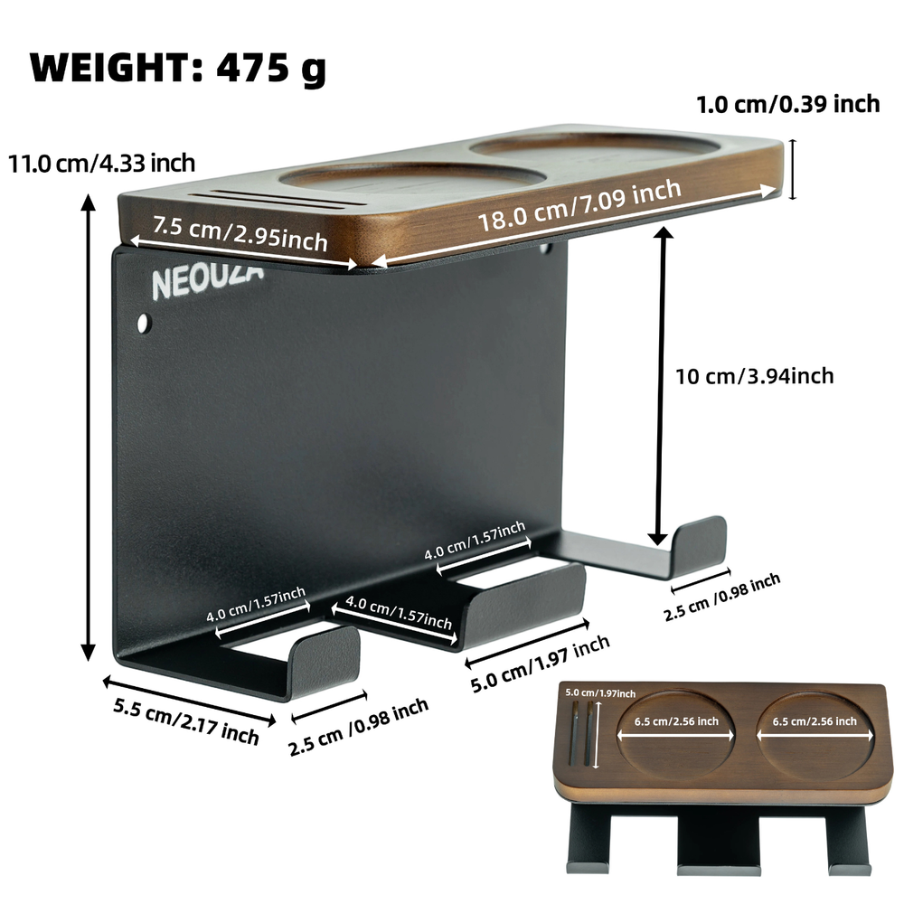 NEOUZA Coffee Handle Rack, Tamper, and Distributor Wall-Mounted Storage, No Drilling Required Coffee Tool Organizer