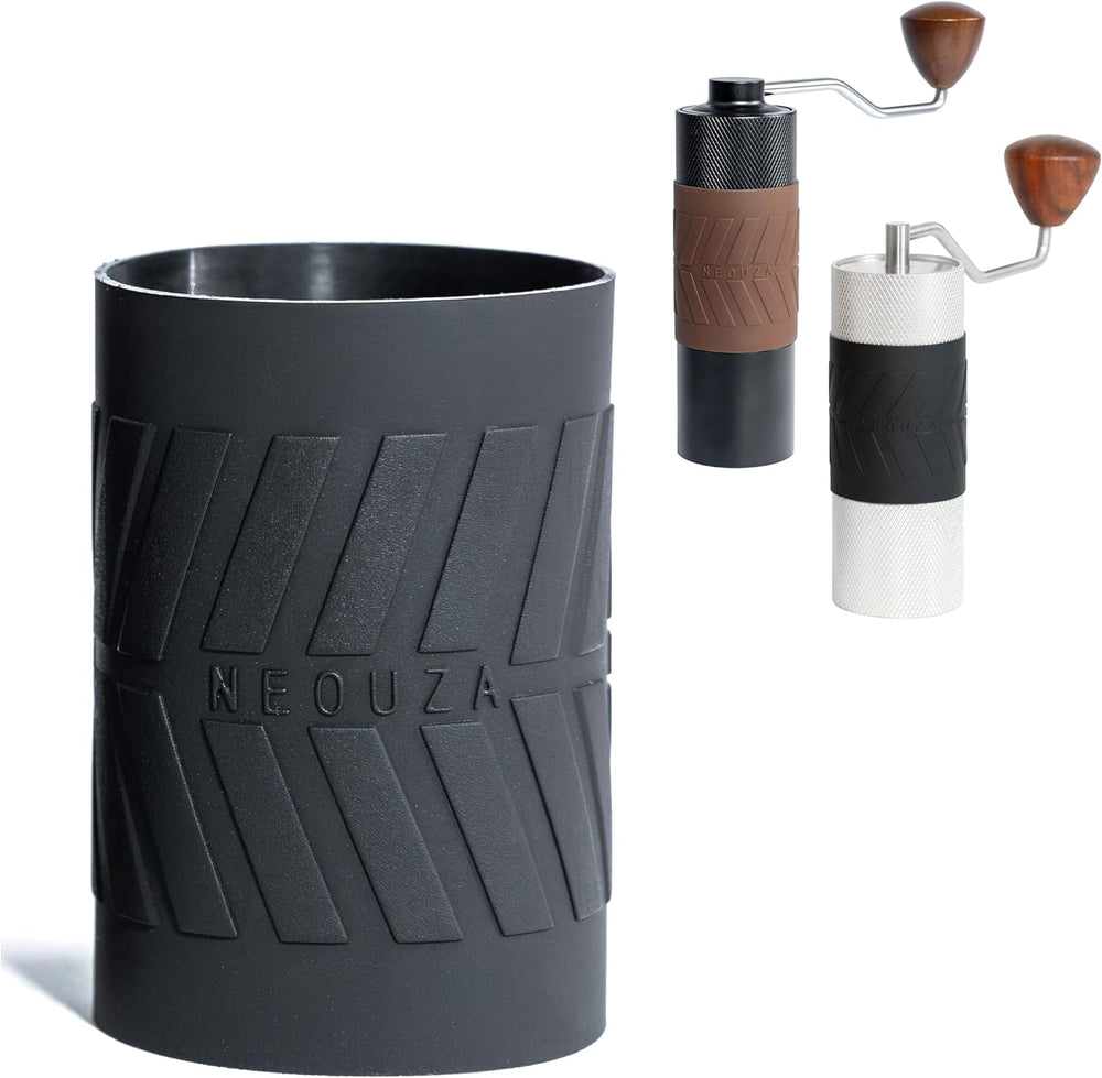 NEOUZA Manual Coffee Grinder Silicone Sleeve Adjustable, Espresso Hand Grinder Cover, Coffee Bean Mill Sheath Black and brown