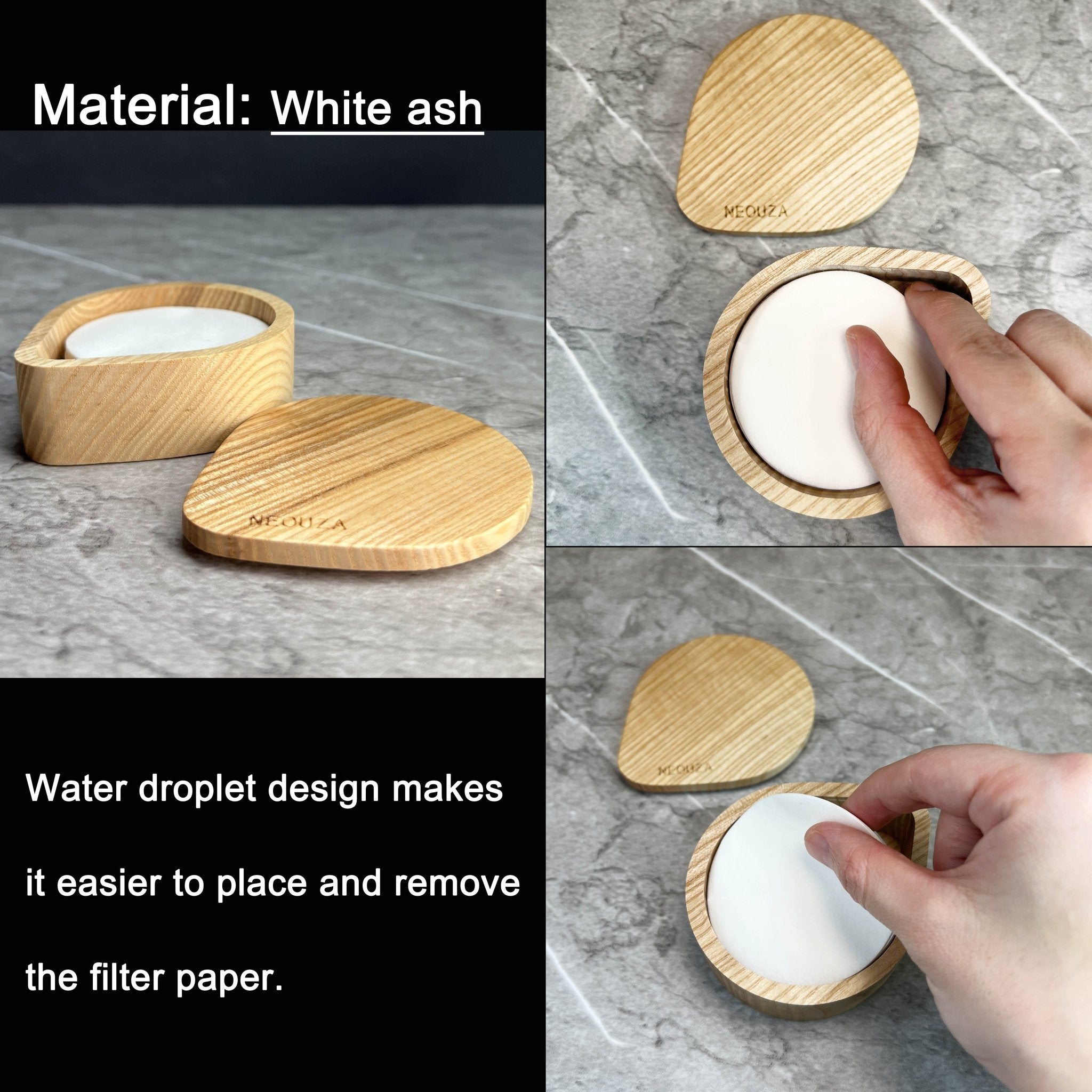 NEOUZA Coffee Round Paper Filter Holder Puck Screen Container for Espresso Machine Portafilter Moka Pot AeroPress, White Ash - NEOUZA Official Website