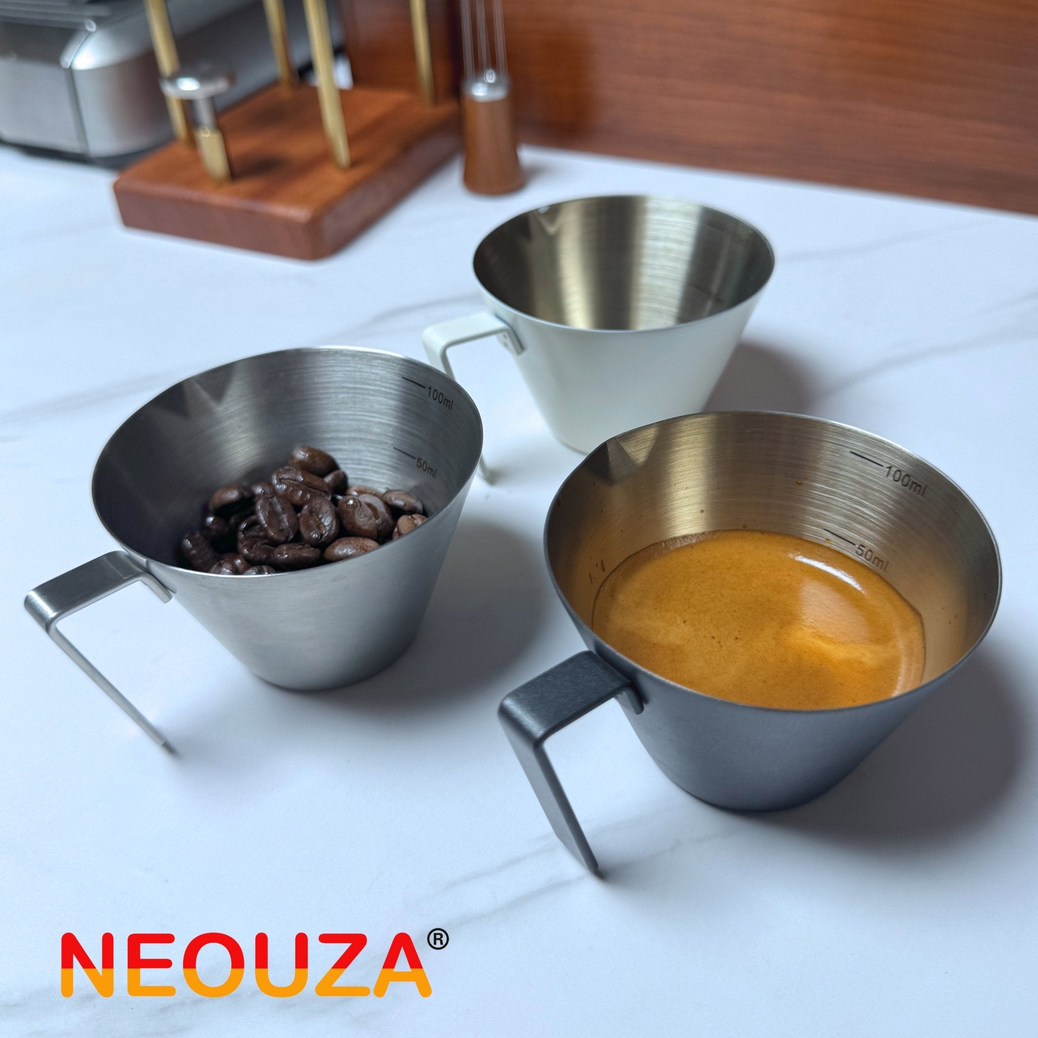 NEOUZA Espresso Shot Cups 100mL Espresso Measuring Cup Stainless Steel Pouring Cup Scale Kitchen Gadgets for Espresso Accessories - NEOUZA Official Website
