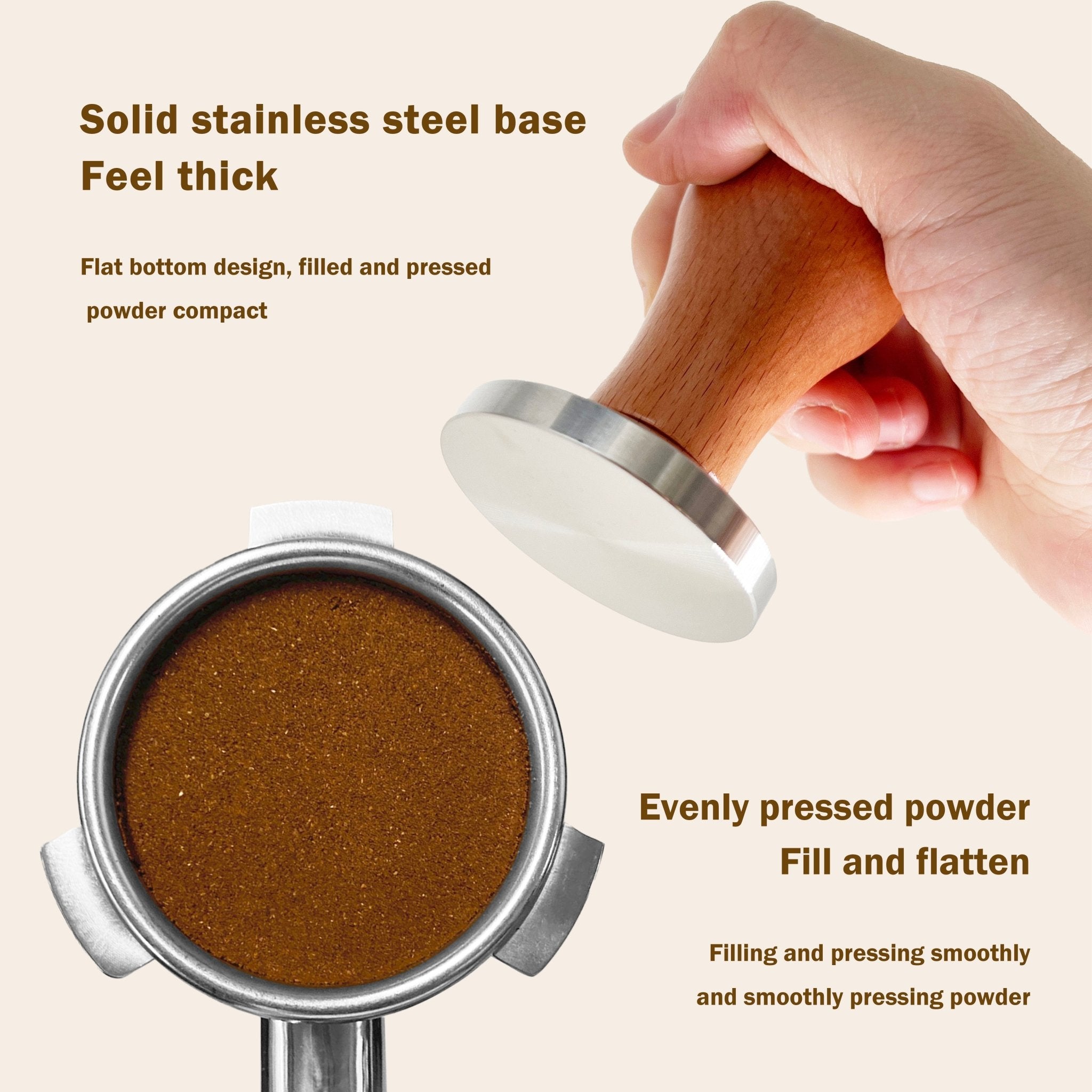 NEOUZA Coffee Machine Tamper 51mm 53mm 58mm Barista Powder Bean Press Wooden Handle Stainless Steel Flat Base,Fit for Espresso Filter Basket Portafilter - NEOUZA Official Website