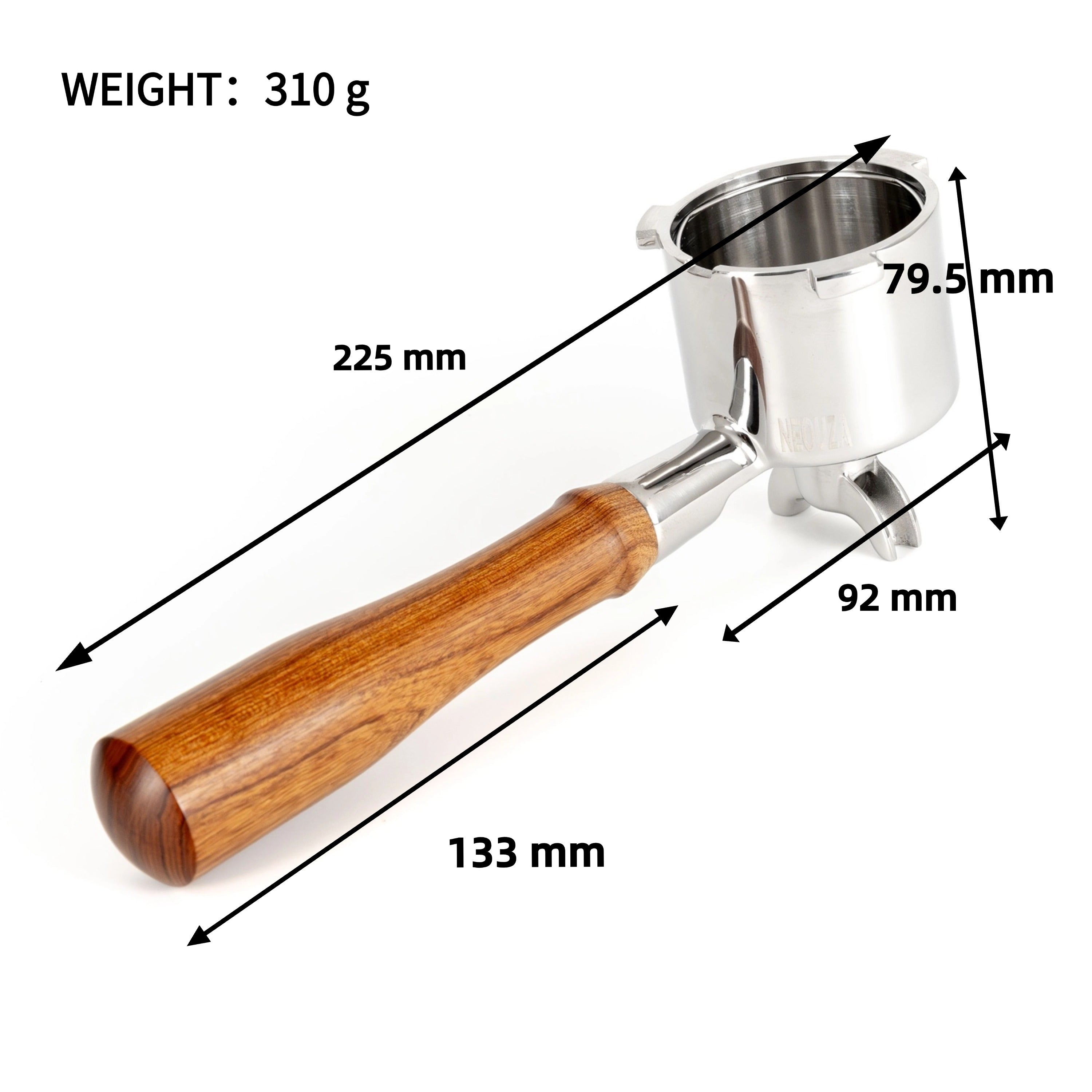 NEOUZA 51 mm Espresso-Siebträger mit Doppelausläufen, kompatibel mit Delonghi La Specialista EC9155/9255/9335/9355/9665/9865, Edelstahl 304 