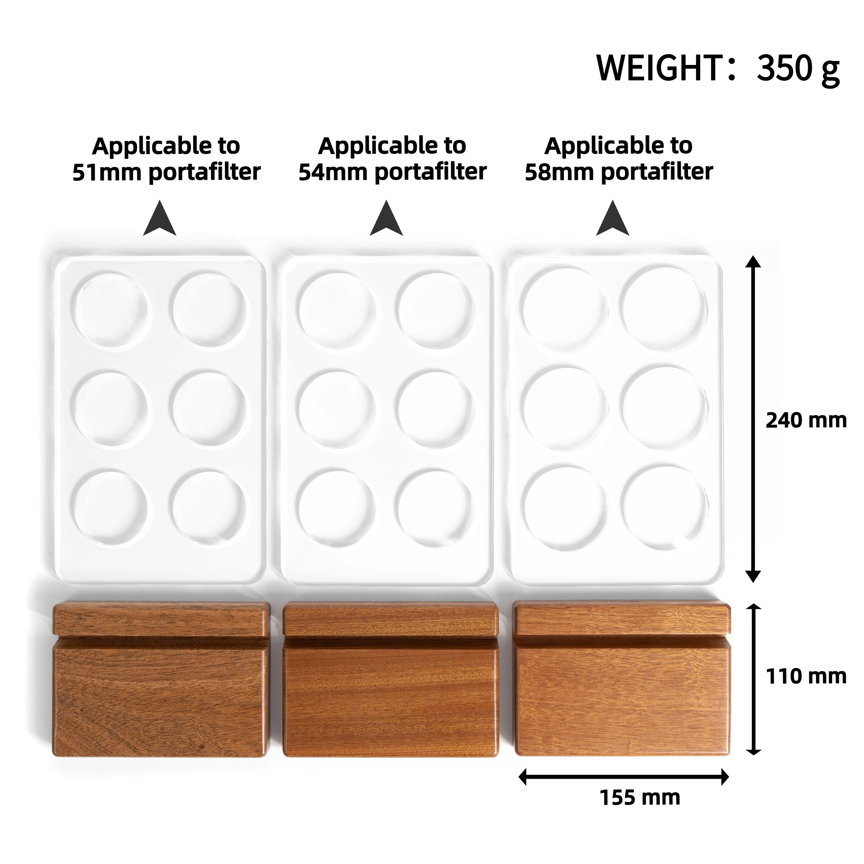 NEOUZA Espresso Filter Basket Stand 51/53/54/58mm Portafilter Basket Holder Rack, Wooden Acrylic, Sieve Basket Storage for Coffee Machine