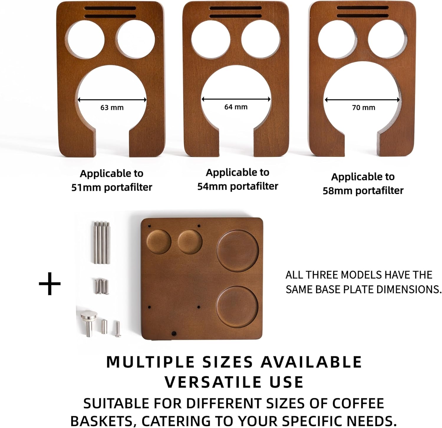 NEOUZA Espresso Tamper Organizer Station for 51/53/58mm Tamper Distributor Portafilter, Wood Taming Station,Portafilter Holder, Tamping Mat (53 MM)
