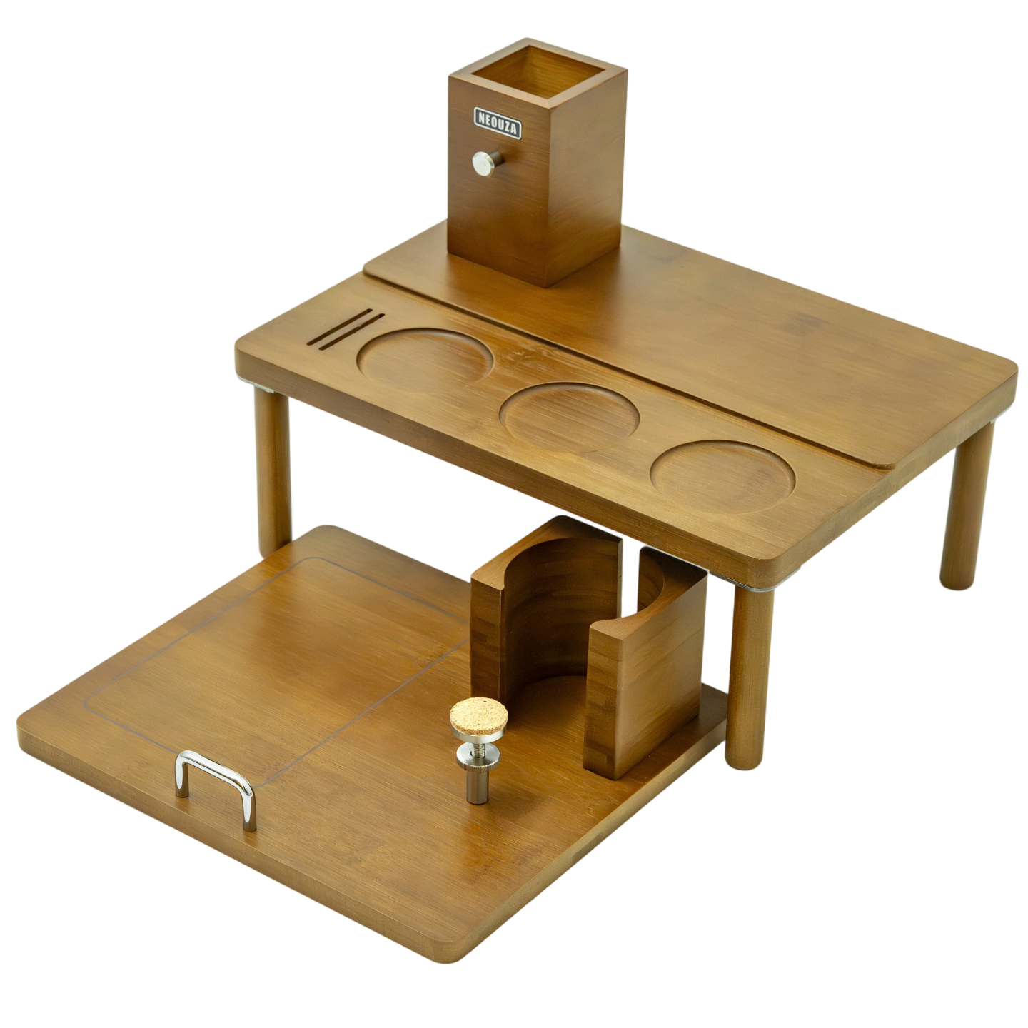 NEOUZA Coffee Double-Layer Tamper Rack Storage Box Multifunctional Solid Wood Adjustable Tamper