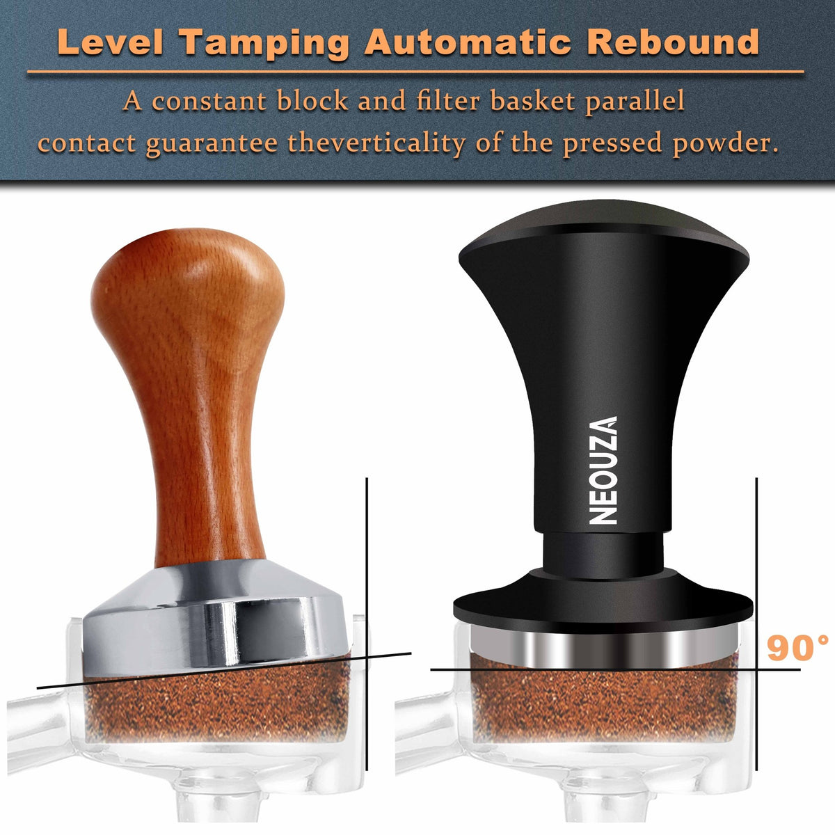 NEOUZA Espresso Tamper V2 49/51/53/58mm Dual Calibrated Spring Loaded for Coffee Machine Portafilter, Anti Pressure Deflection, Refined Handle, Stainless Ripple Base - NEOUZA Official Website