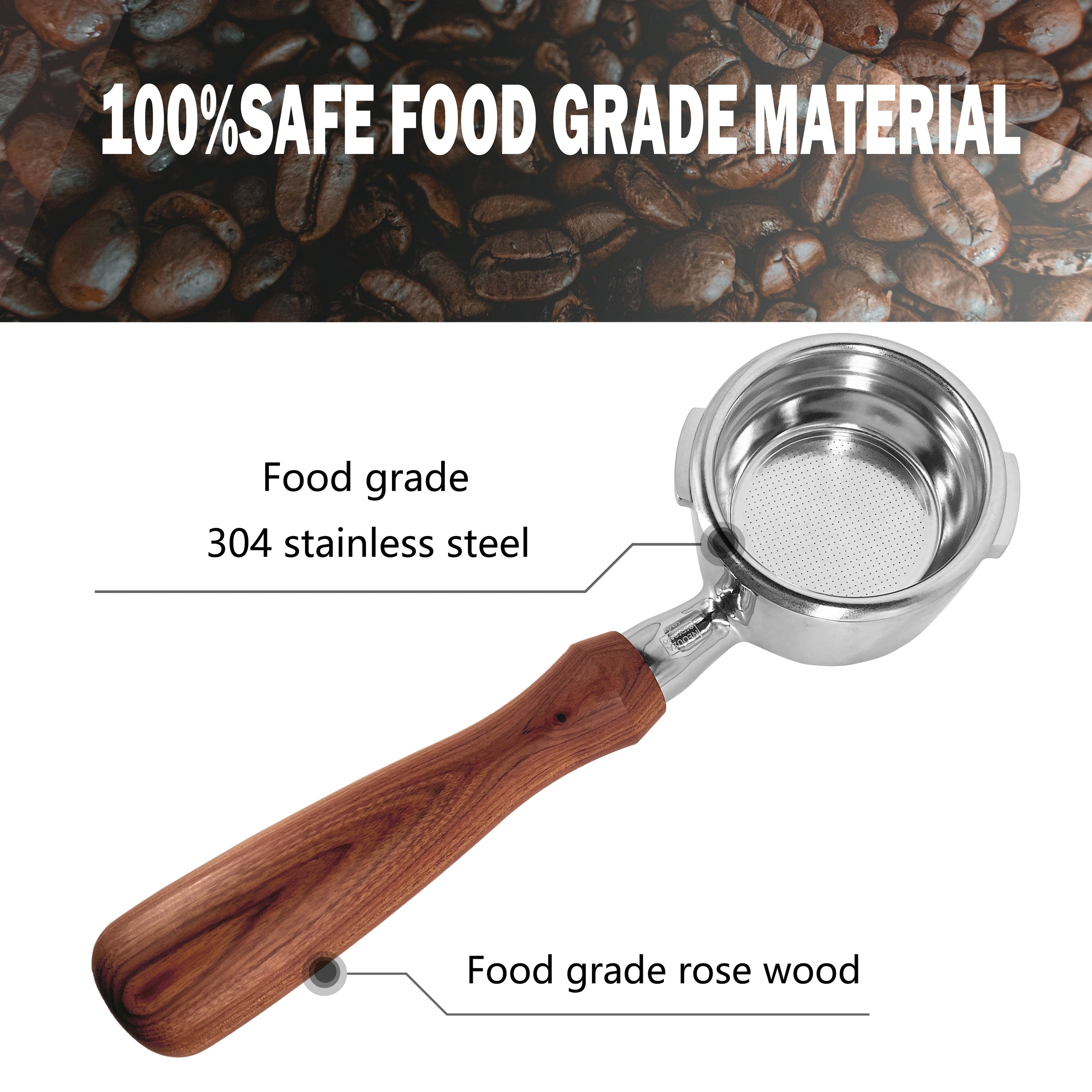 NEOUZA 58mm Bottomless Portafilter Set for Espresso Coffee Machine Compatible with GAGGIA Classic Pro 304 Stainless Steel Two Ears