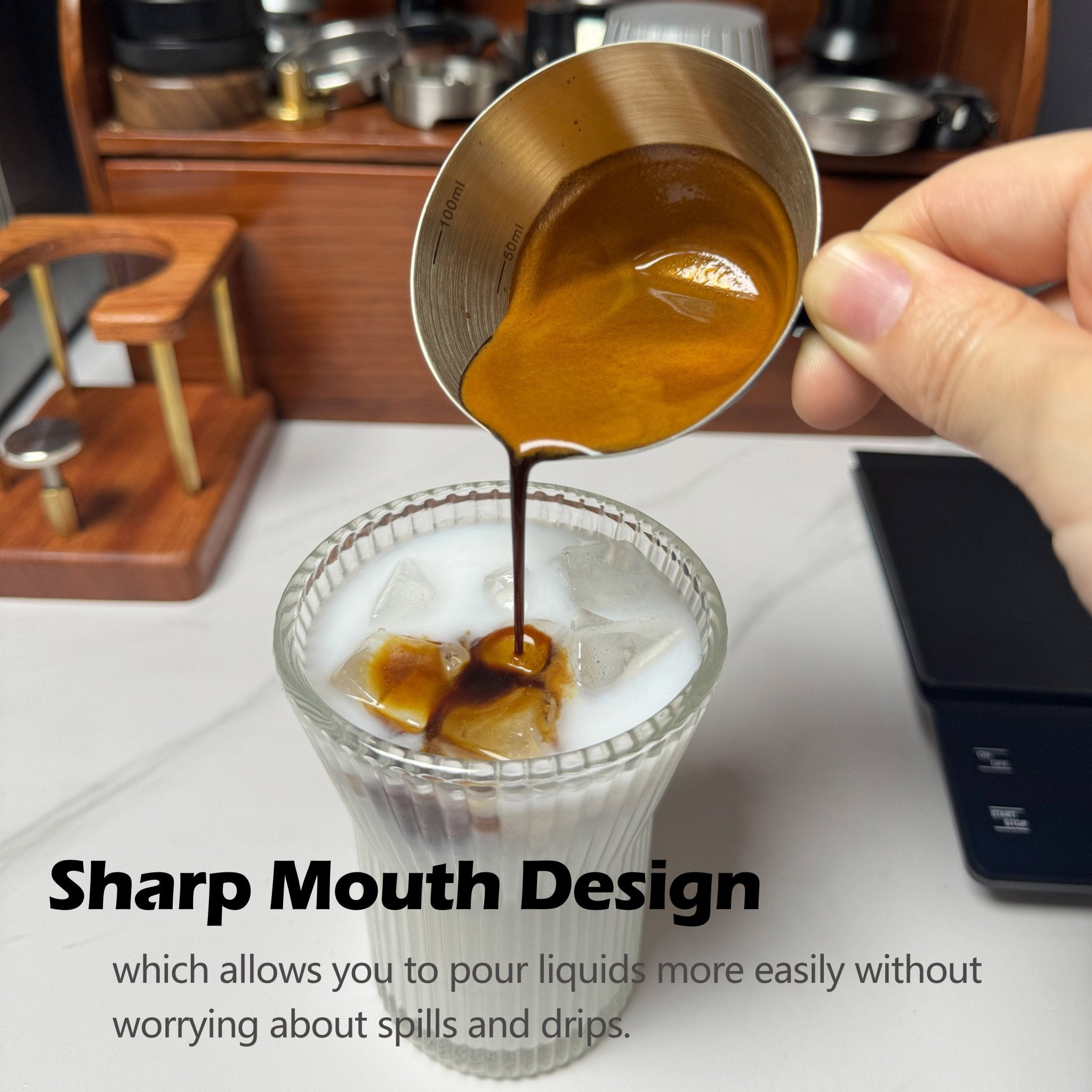 NEOUZA Espresso Shot Cups 100mL Espresso Measuring Cup Stainless Steel Pouring Cup Scale Kitchen Gadgets for Espresso Accessories - NEOUZA Official Website