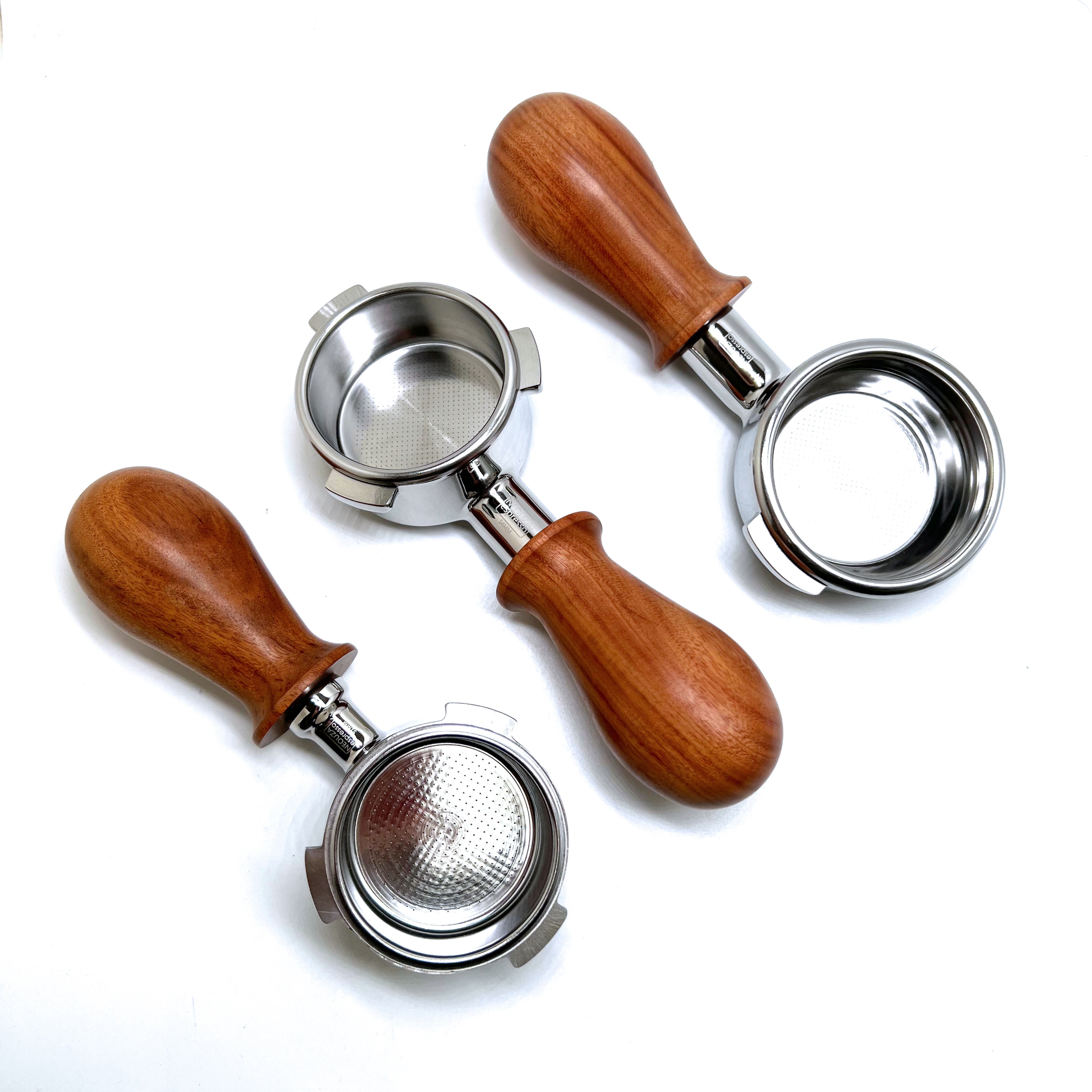 NEOUZA 51mm Espresso Short Wooden Handle Portafilter - Compatible