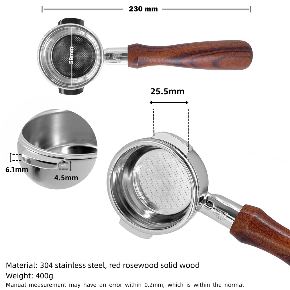 NEOUZA 58mm Bottomless Portafilter for Espresso Coffee Machine Compatible with E61  coffee maker：Gemilai, Milesto, Expobar, Pancilio Silva, Rocket, Ascaso, Sanremo, Faema, La Cimbali, Ottima, Casadio, Royal, Wega