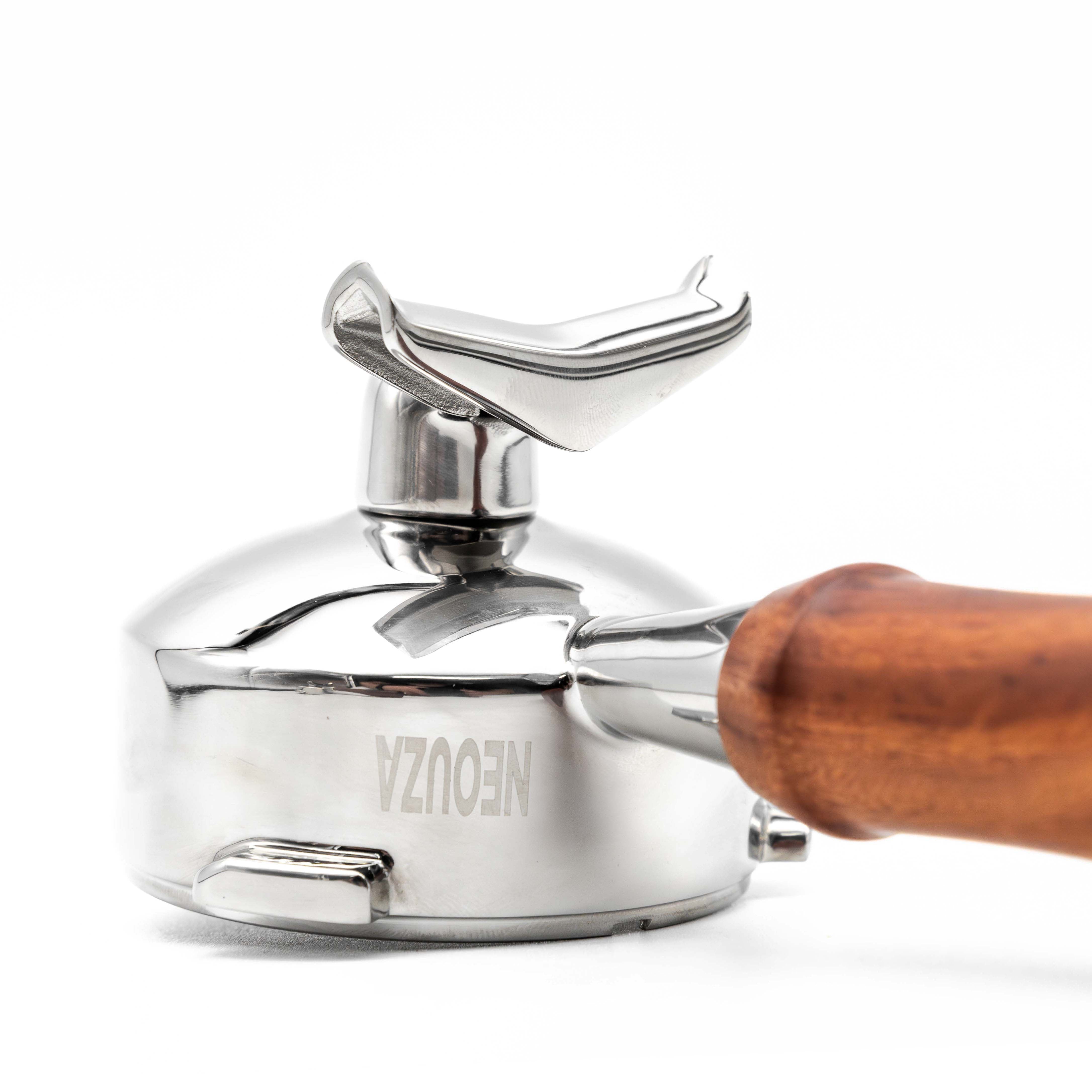 NEOUZA 58mm 3-Ear Portafilter, Double Spouts & Non-Pressurized