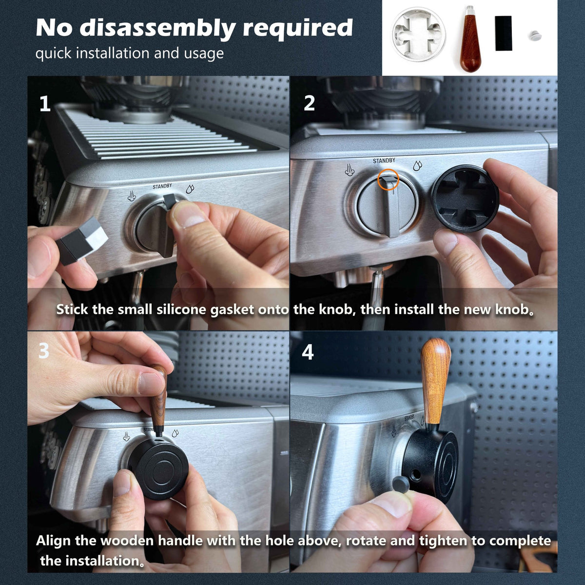 NEOUZA Espresso Machine Upgraded Steam Lever Compatible for Breville Sage Barista Express BES870XL BES875 BES876, Aluminum, Wood Handle - NEOUZA Official Website