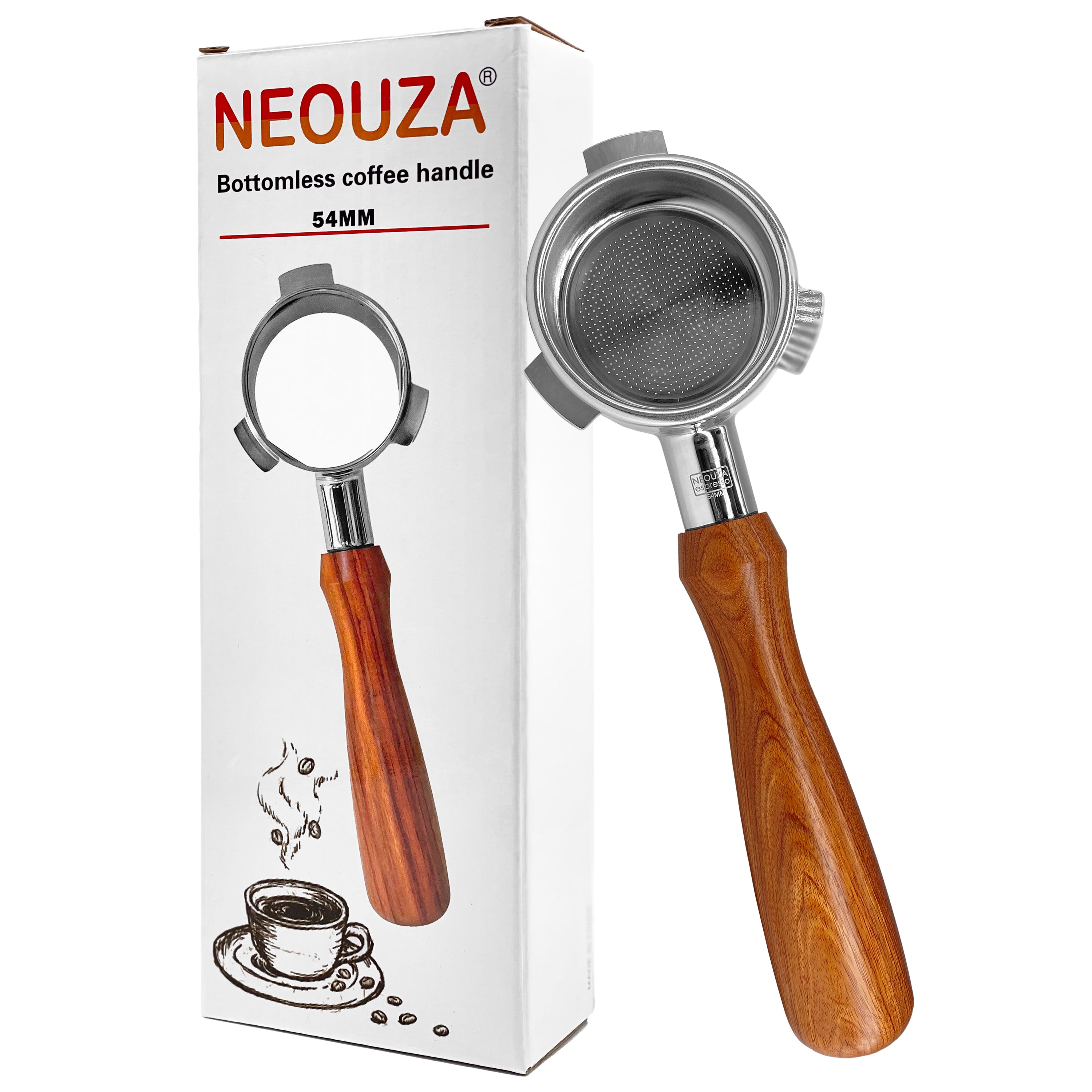 NEOUZA 54mm & 58mm Bottomless Portafilter for Breville 870/875/878/880, 900XL/920XL/980XL/990BSS with Filter Basket, Tamper Mat, Spoon, Cleaning Brush