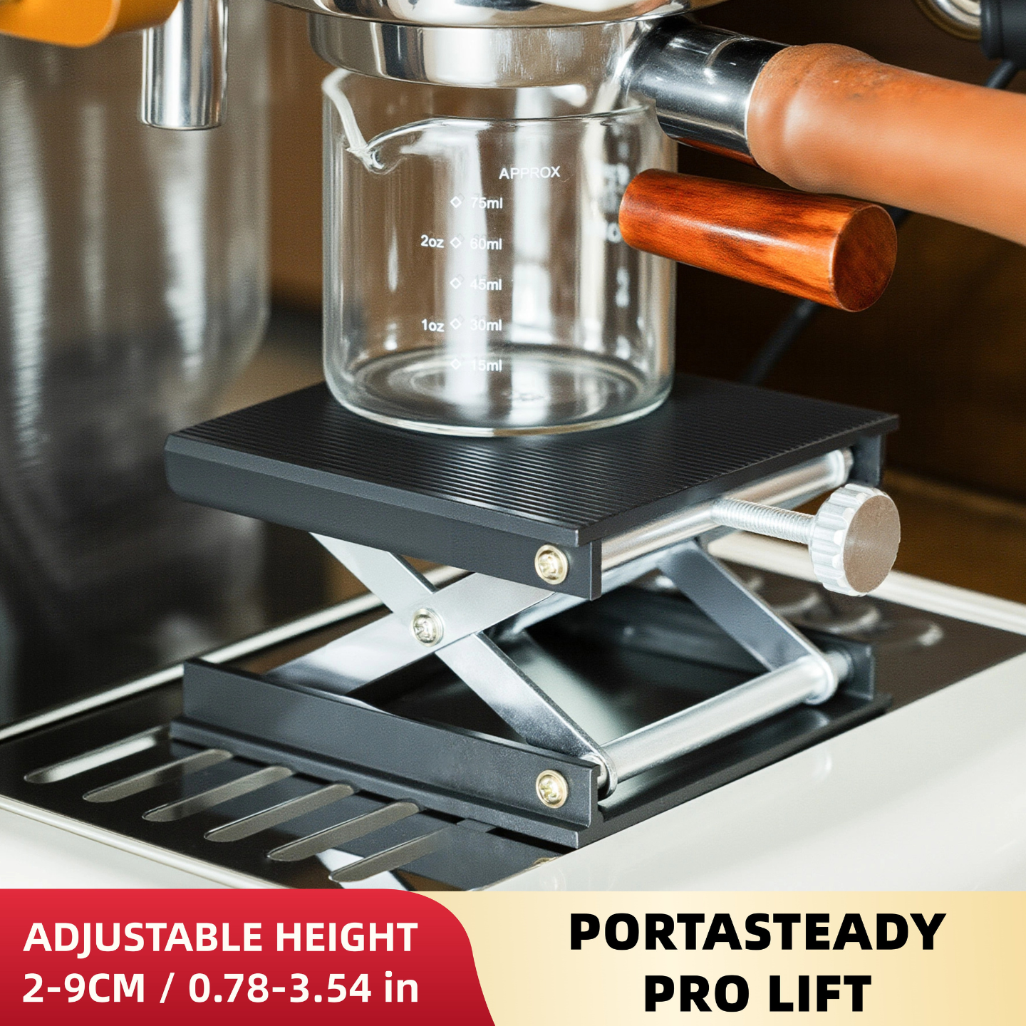 NEOUZA coffee machine splash guard suitable for handleless coffee machines, adjustable from 2-9 cm, used for cleaning espresso extraction precision tool, aluminum base