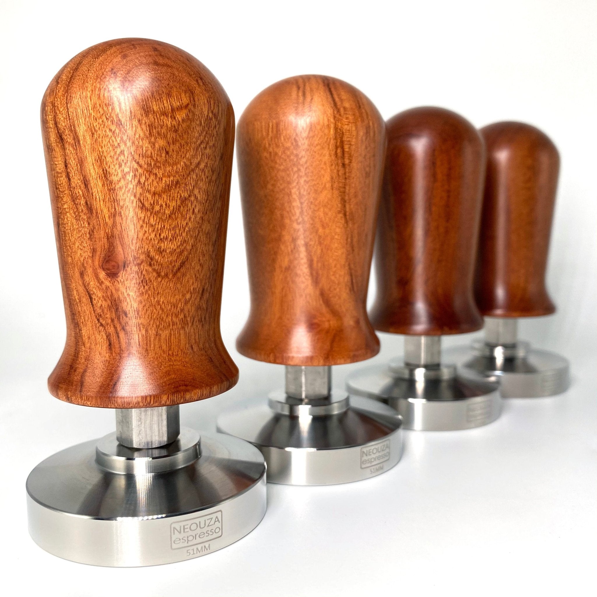 NEOUZA Calibrated Tamper Espresso Coffee 51mm 53mm 58mm Tamper Professional Pressure Coffee Press Hammer - 304 Stainless Steel Flat Base with Spring Loaded Wooden Handle for Barista - NEOUZA Official Website