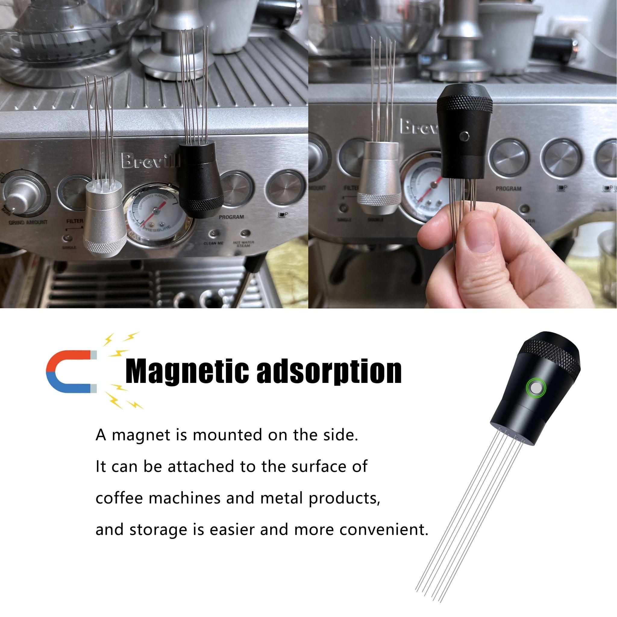 NEOUZA Coffee WDT Tamper Aluminum Multifunctional Espresso Accessories, Built-in Magnet, 0.4mm 8 Stainless Needles, WDT Holder with Ripple Base - NEOUZA Official Website