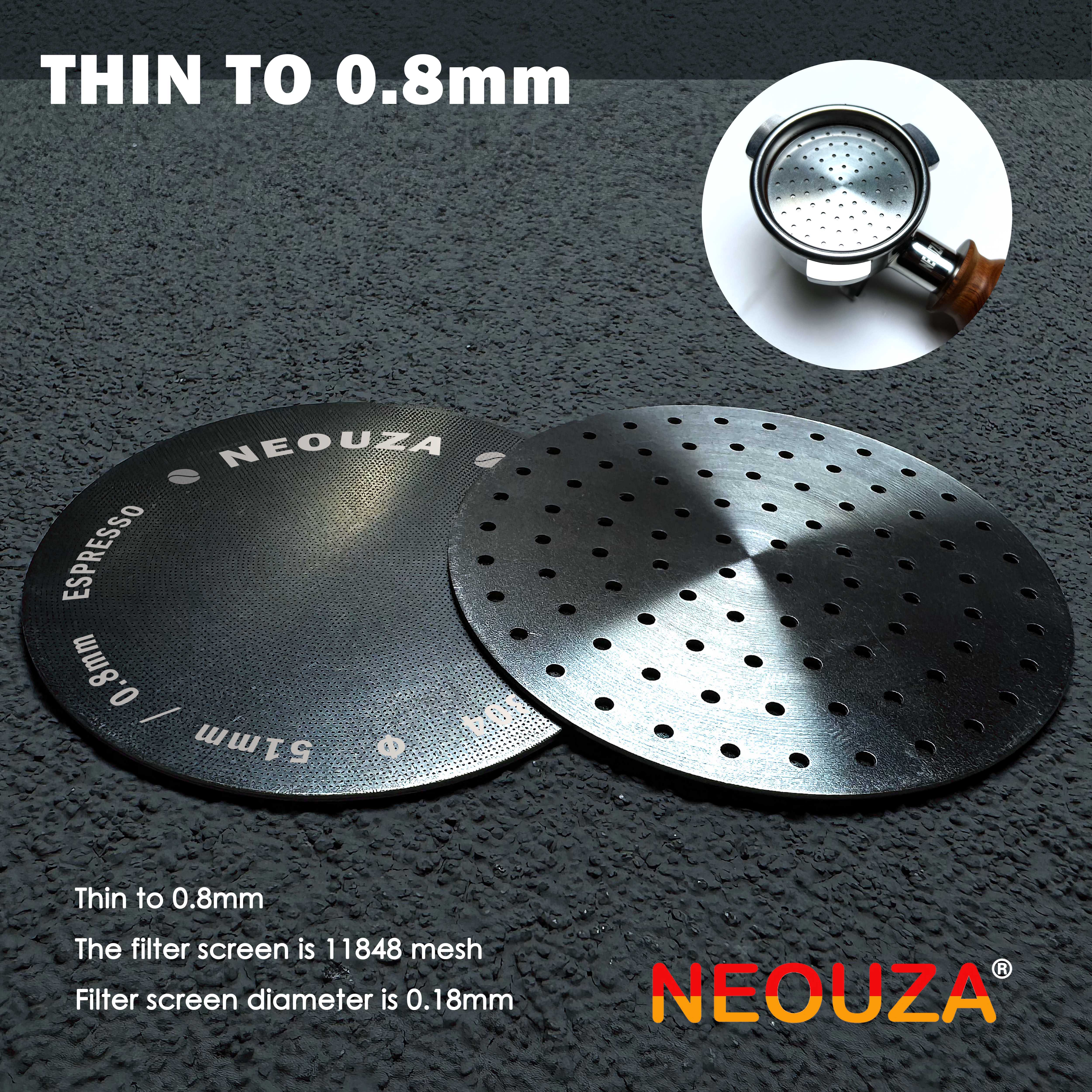 NEOUZA V3 Espresso 51/53/58mm Puck Screen 0.8mm Thickness Mesh