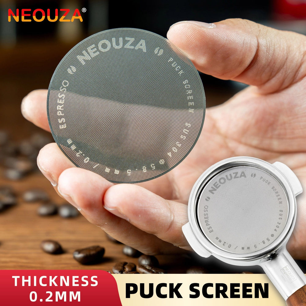 NEOUZA 51/53/58mm Espresso Puck Screen, 0.2mm Ultra Thin Coffee Filter, 304 Stainless Steel Reusable Mesh for Portafilter Basket, No Coffee Dose Reduction - NEOUZA Official Website