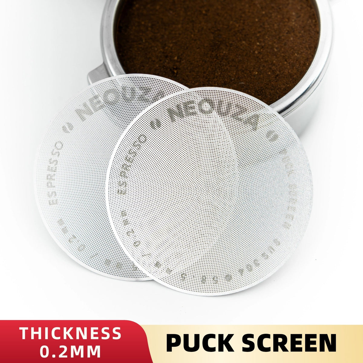 NEOUZA 51/53/58mm Espresso Puck Screen, 0.2mm Ultra Thin Coffee Filter, 304 Stainless Steel Reusable Mesh for Portafilter Basket, No Coffee Dose Reduction - NEOUZA Official Website