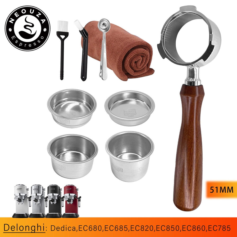 NEOUZA 51mm Bottomless Portafilter for De'Longhi Dedica EC680/685/695/785/820/850/860 & Smeg - NEOUZA Official Website