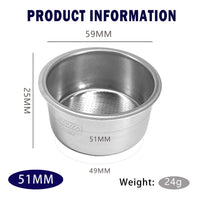 NEOUZA 51mm Filter Basket for Espresso Coffee Machine，Compatible with 51mm portafilter，1/2/4 Cup - NEOUZA Official Website