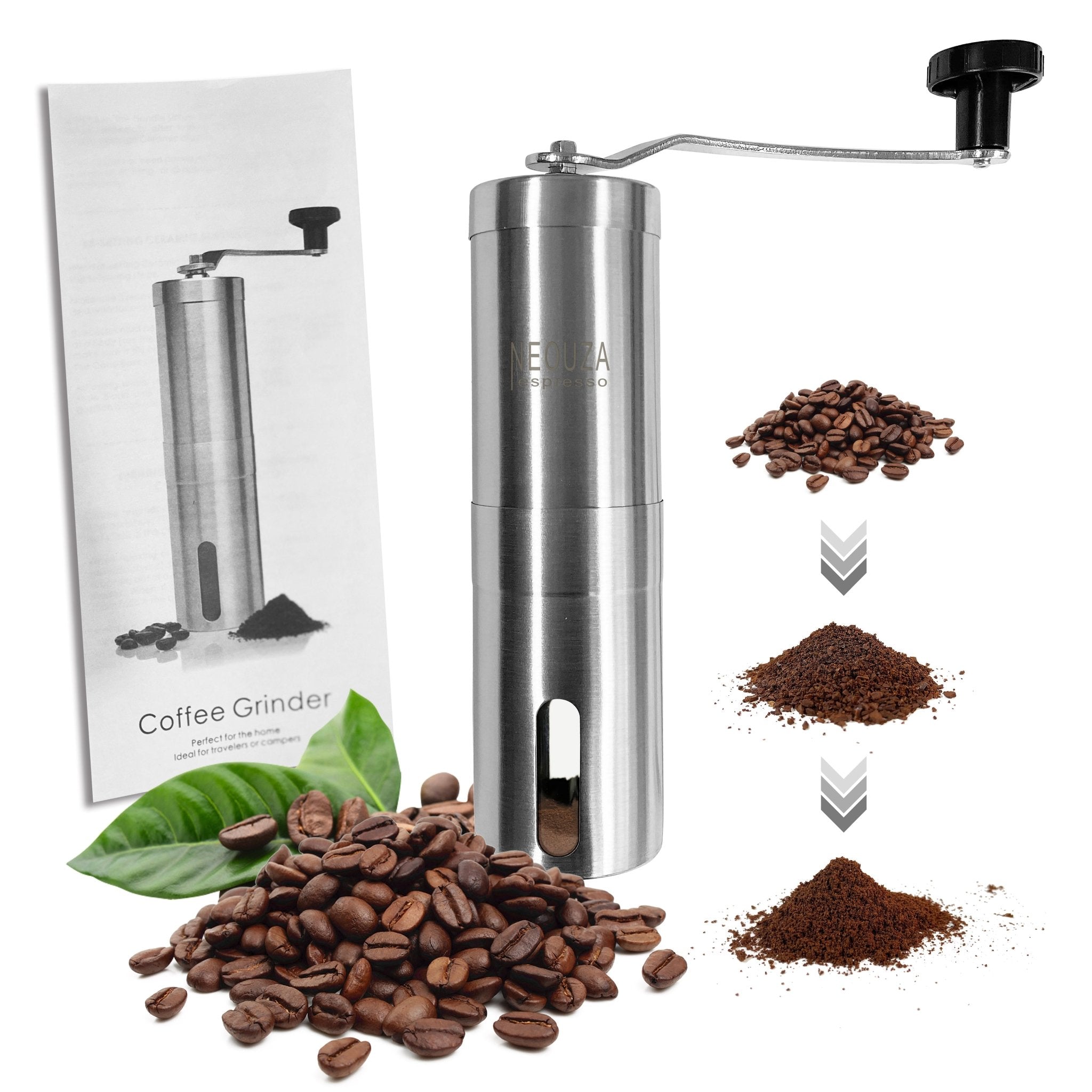 NEOUZA Coffee Grinder,Espresso Bean Manual Portable Conical Burr Mill,Stainless steel - NEOUZA Official Website
