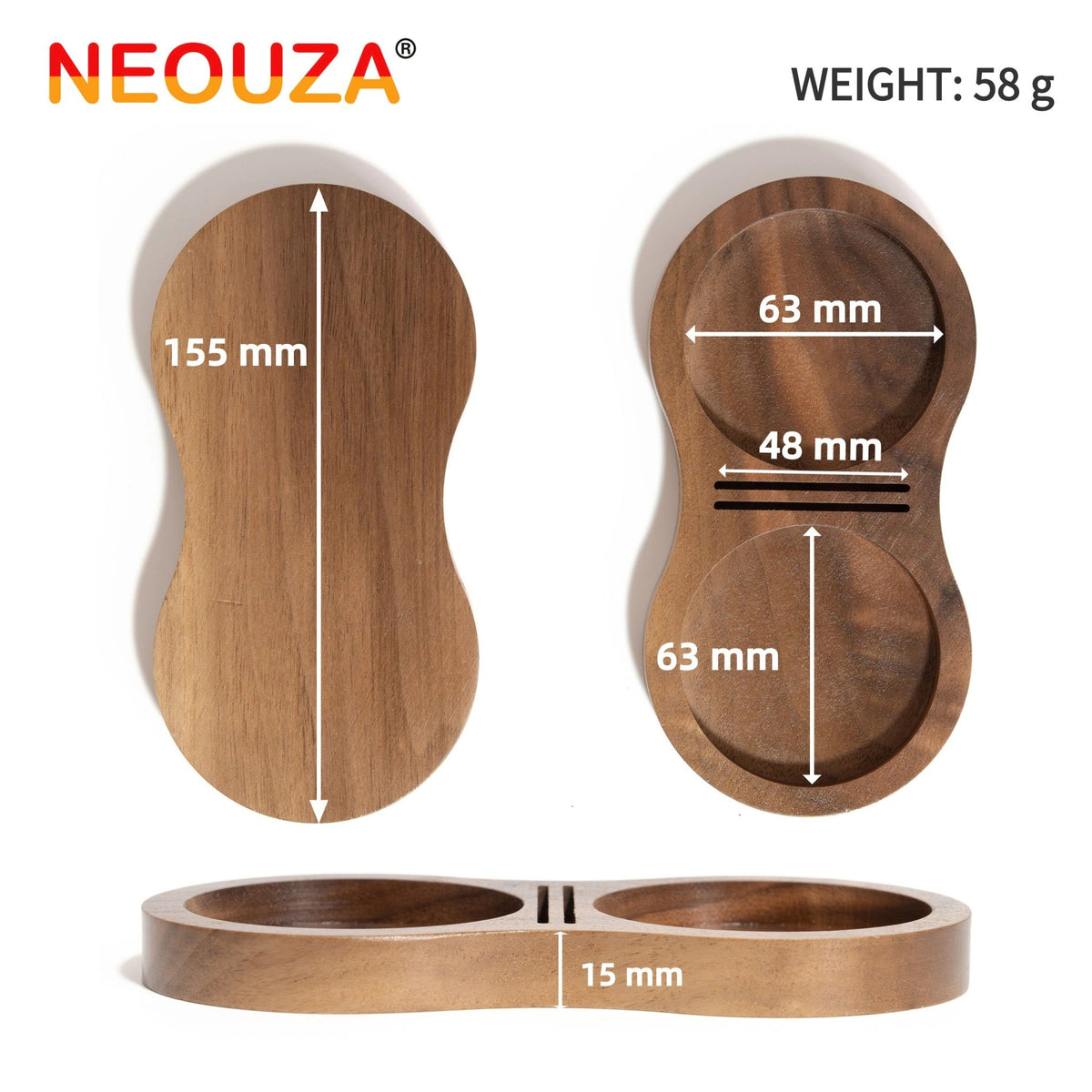 NEOUZA Coffee Tamper Stand Holder for Tamper, Distribution Tool, Puck Screen, Walnut Wood,51mm 53mm 58mm Universal - NEOUZA Official Website
