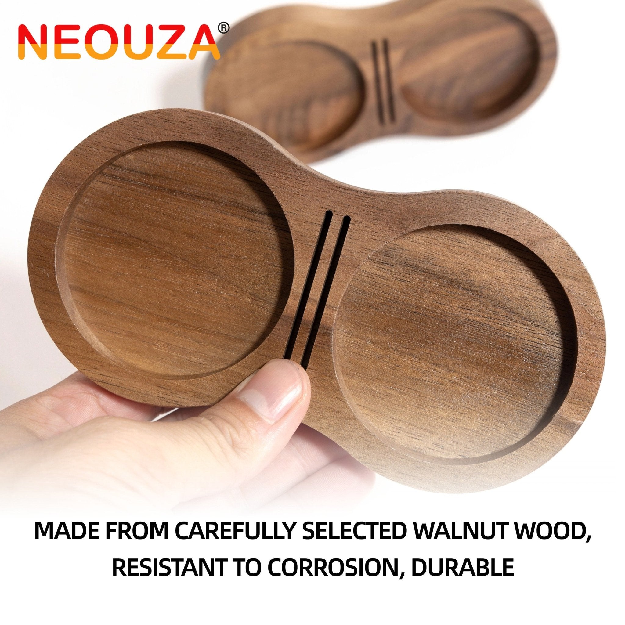 NEOUZA Coffee Tamper Stand Holder for Tamper, Distribution Tool, Puck Screen, Walnut Wood,51mm 53mm 58mm Universal - NEOUZA Official Website
